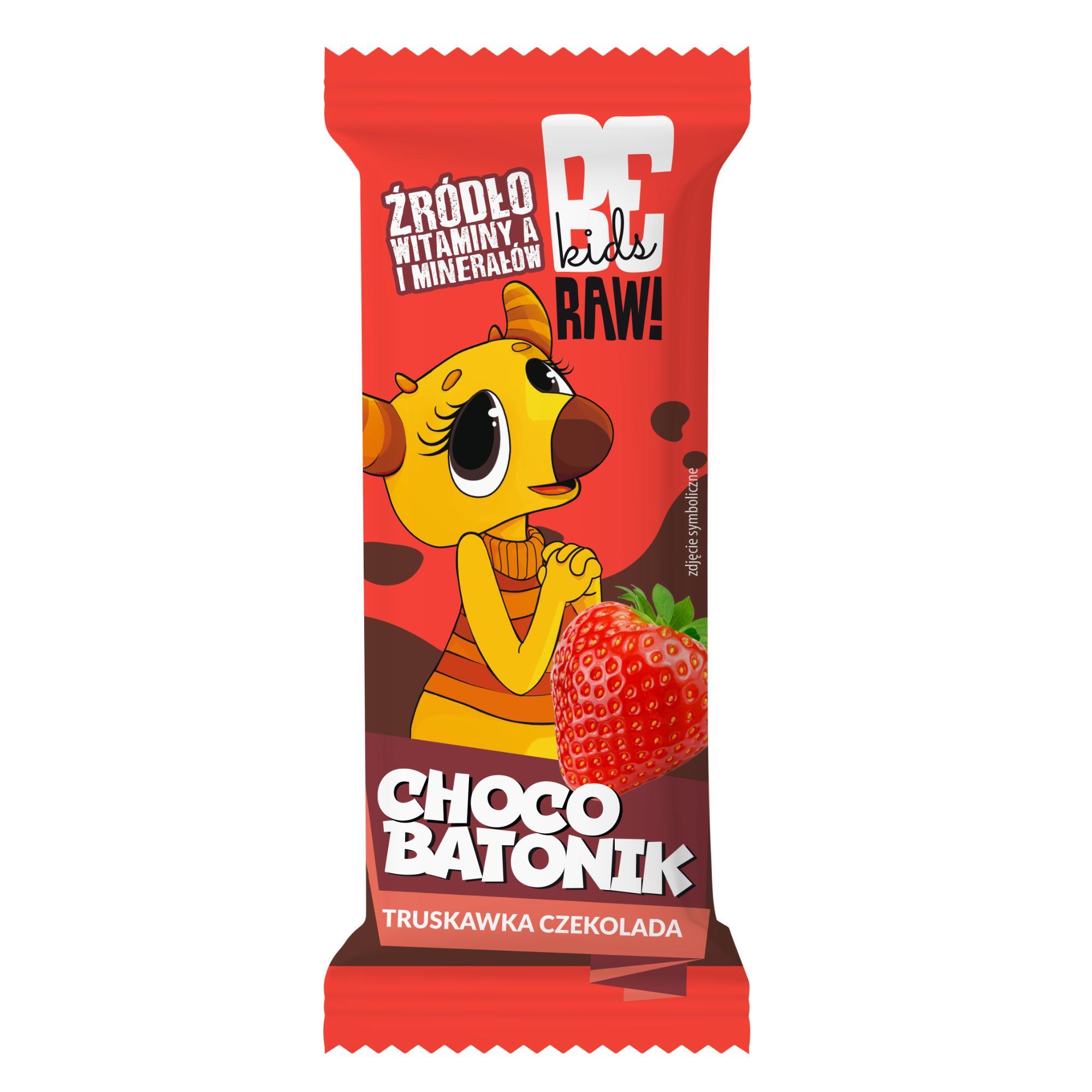 Baton BeRAW Kids Truskawka w czekoladzie 25g
