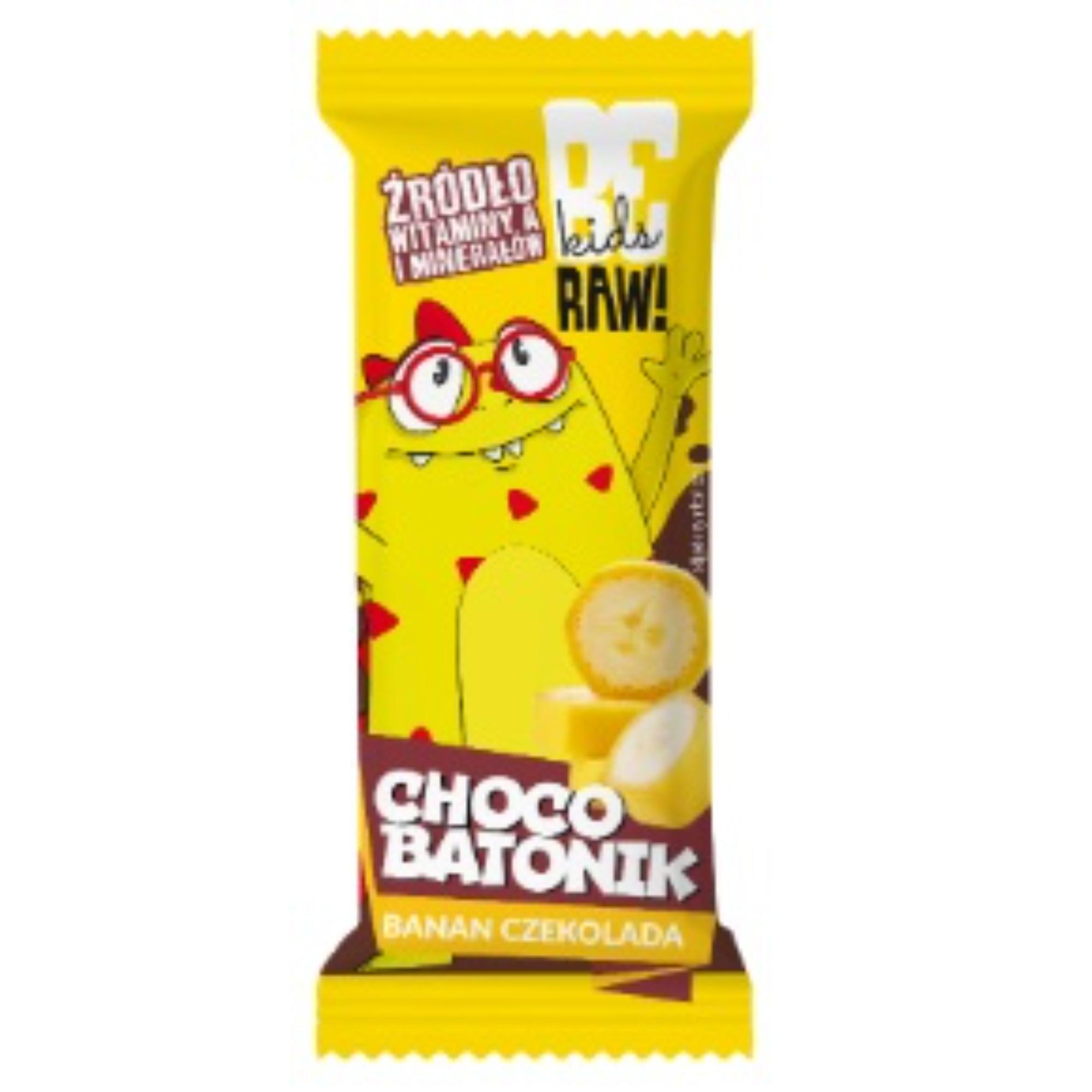Baton BeRAW Kids Banan w czekoladzie 25g