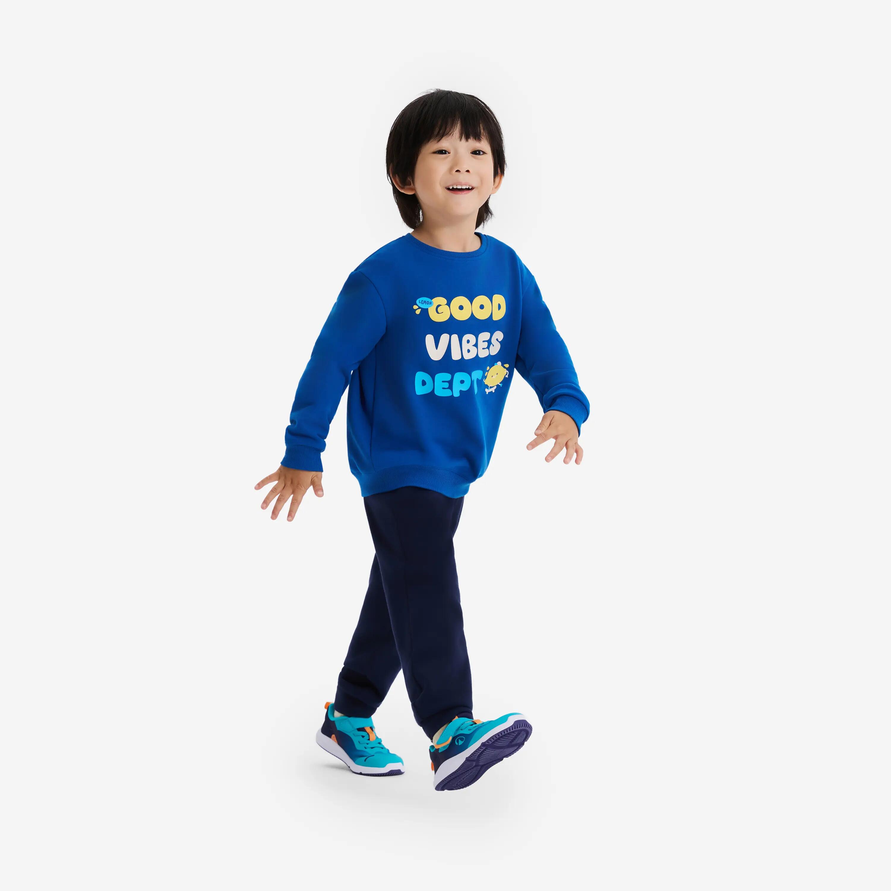 Kids’ breathable rip-tab Barefoot shoes, Stepper Sporty blue and orange 8/13