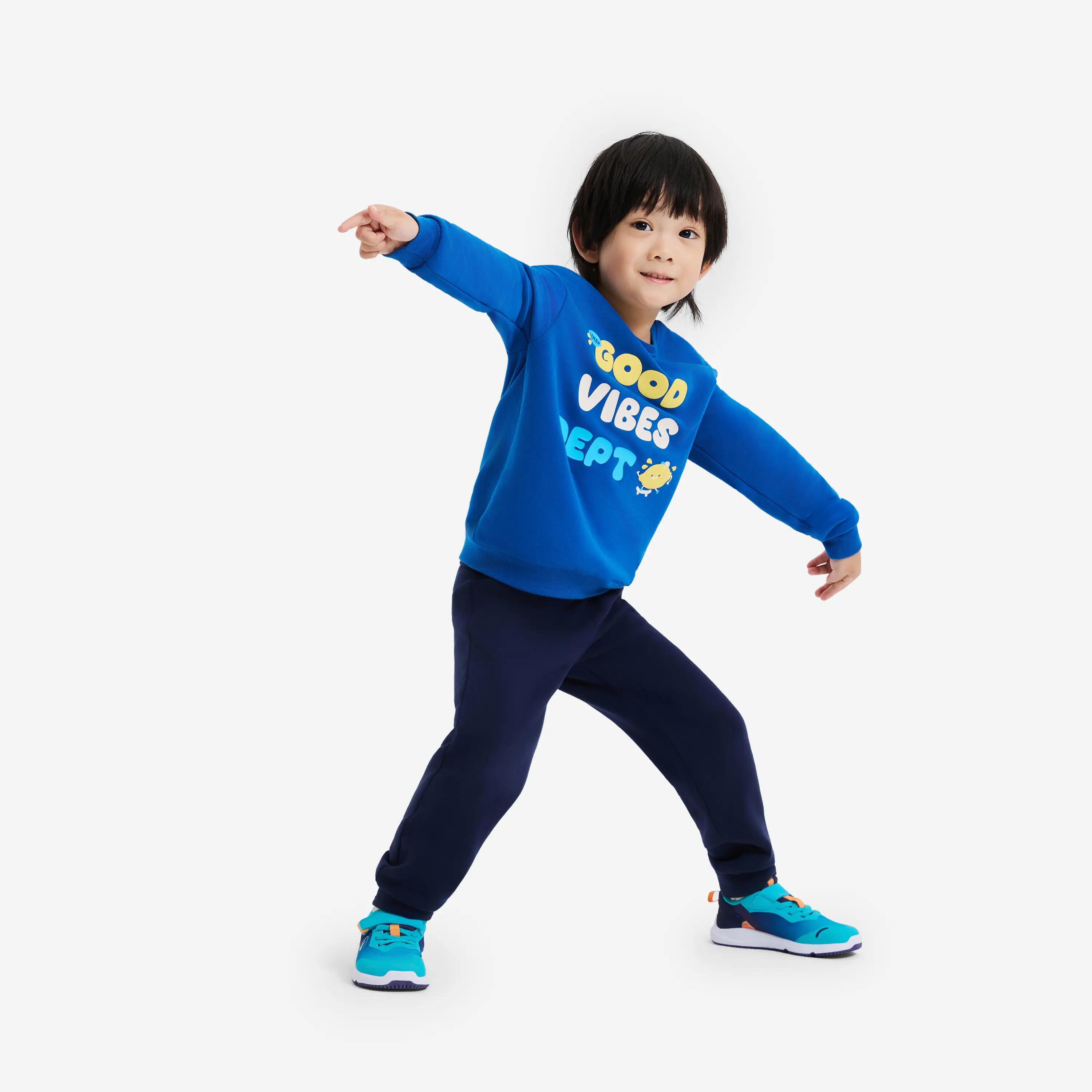 Kids’ breathable rip-tab Barefoot shoes, Stepper Sporty blue and orange 7/13