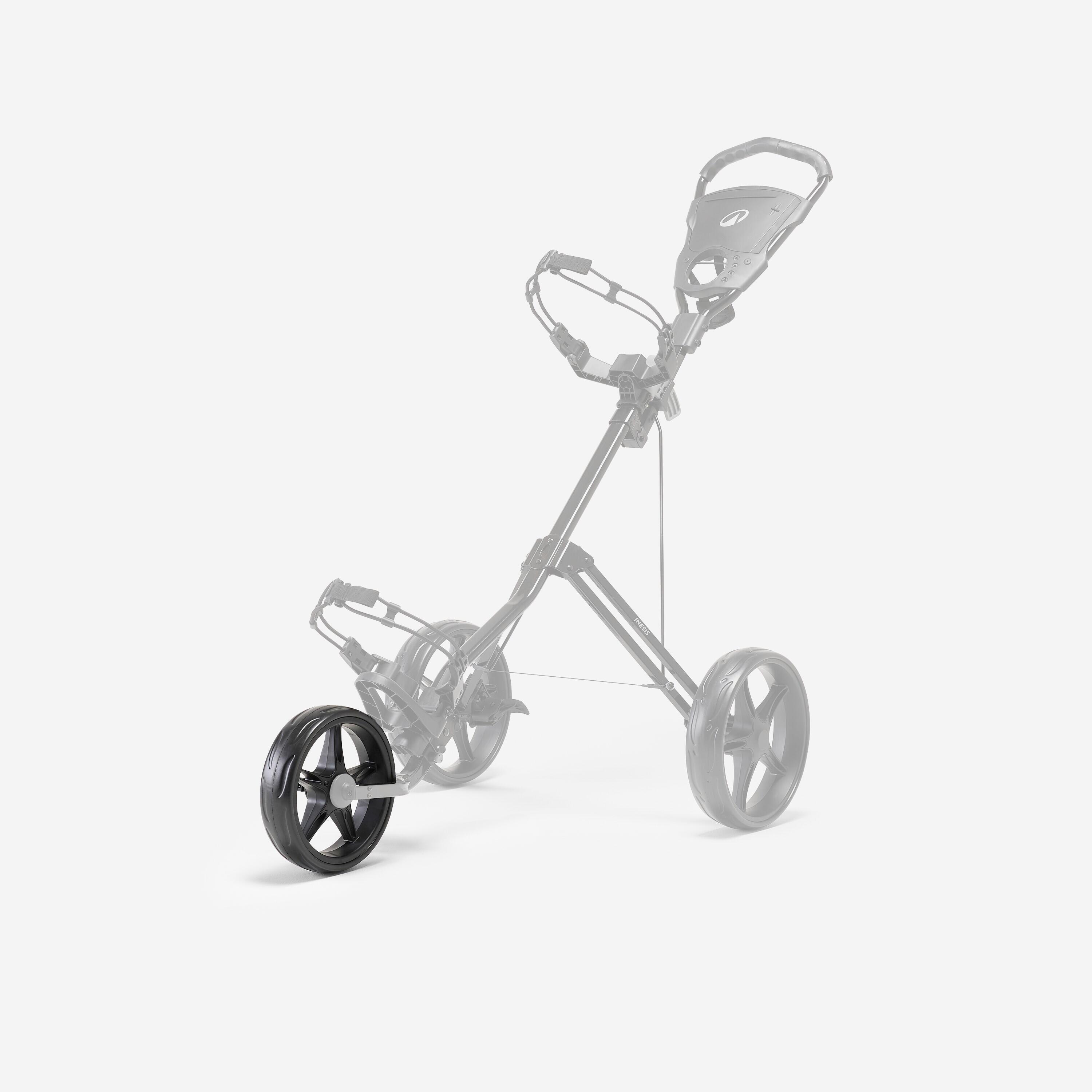 Front wheel for the 3-wheel Inesis golf trolley, black 2/3