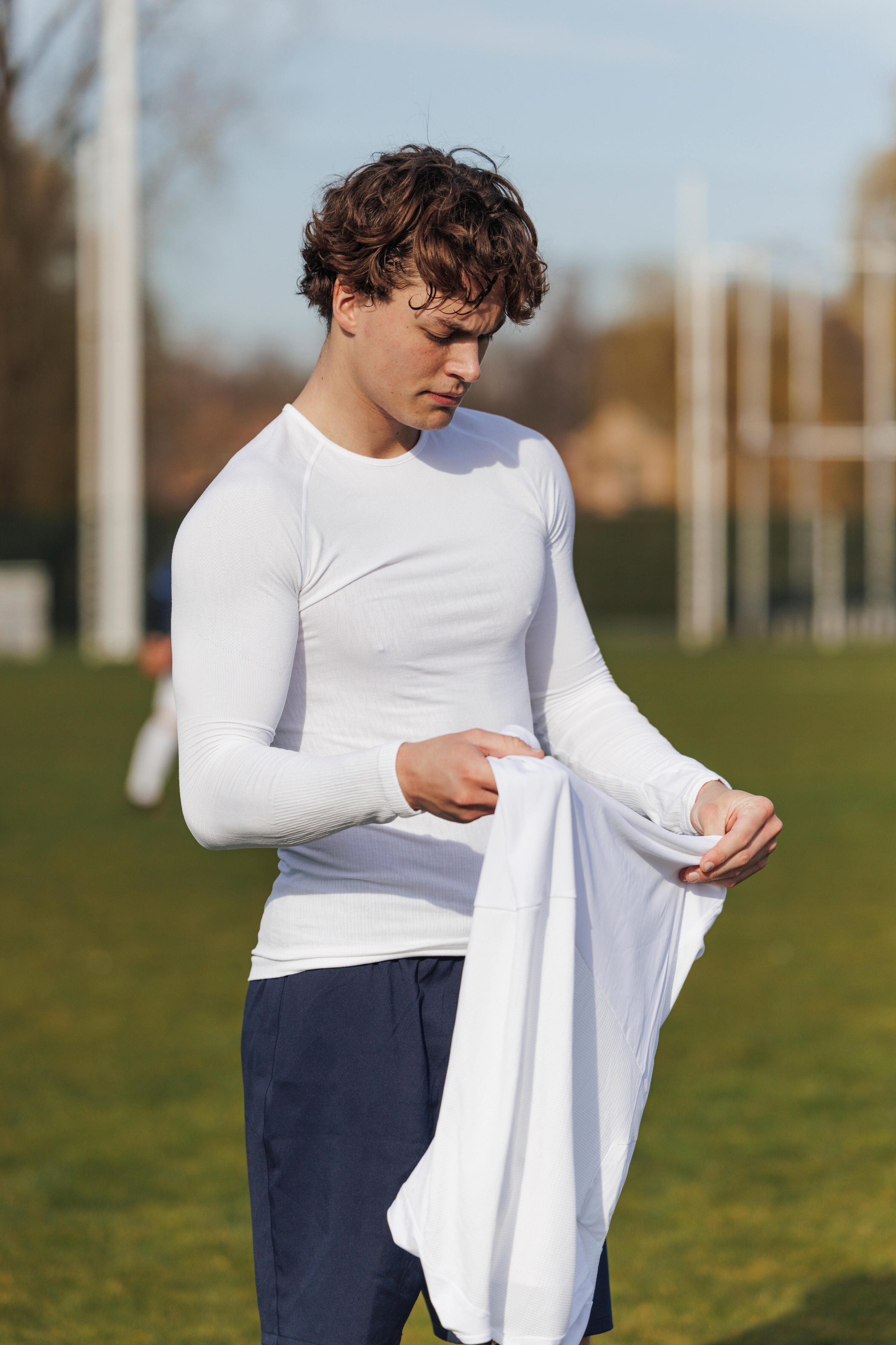 Sous-maillot de foot thermique sans-couture manches longues, Keepdry blanc 3/12