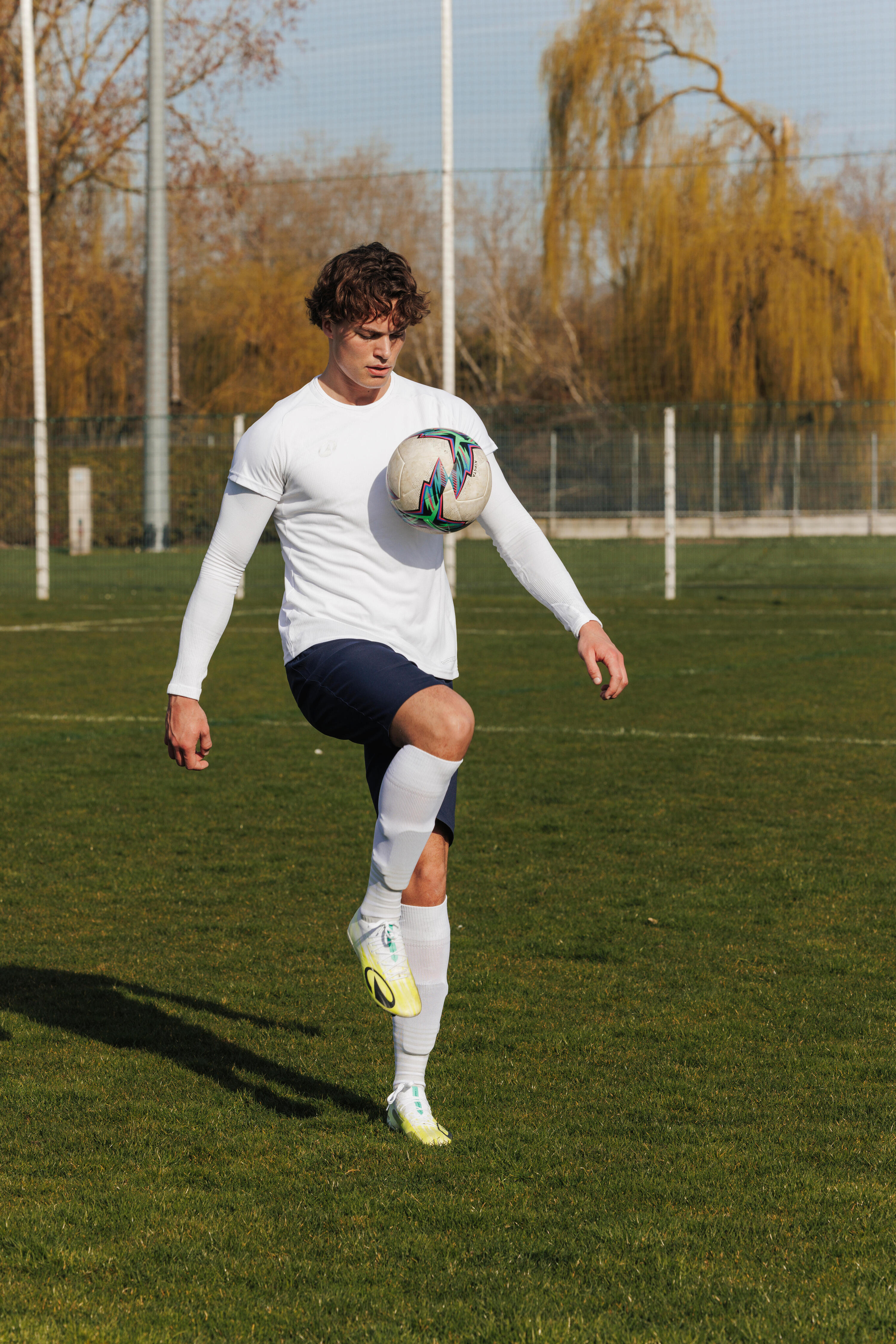Sous-maillot de foot thermique sans-couture manches longues, Keepdry blanc 9/12
