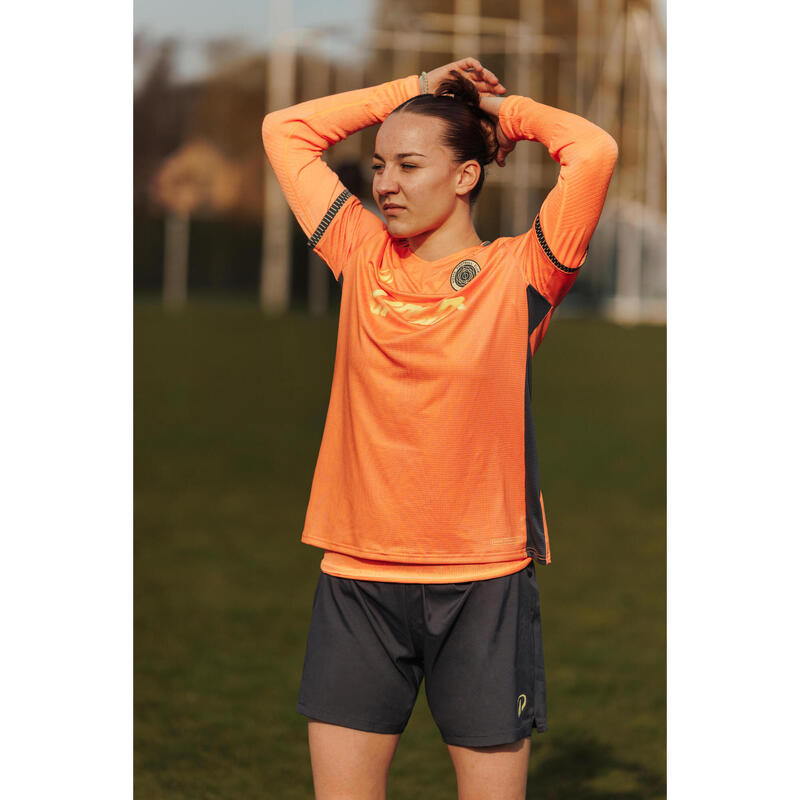 Bluză de fotbal termică fără cusături, cu mâneci lungi, Keepdry Portocaliu Coral