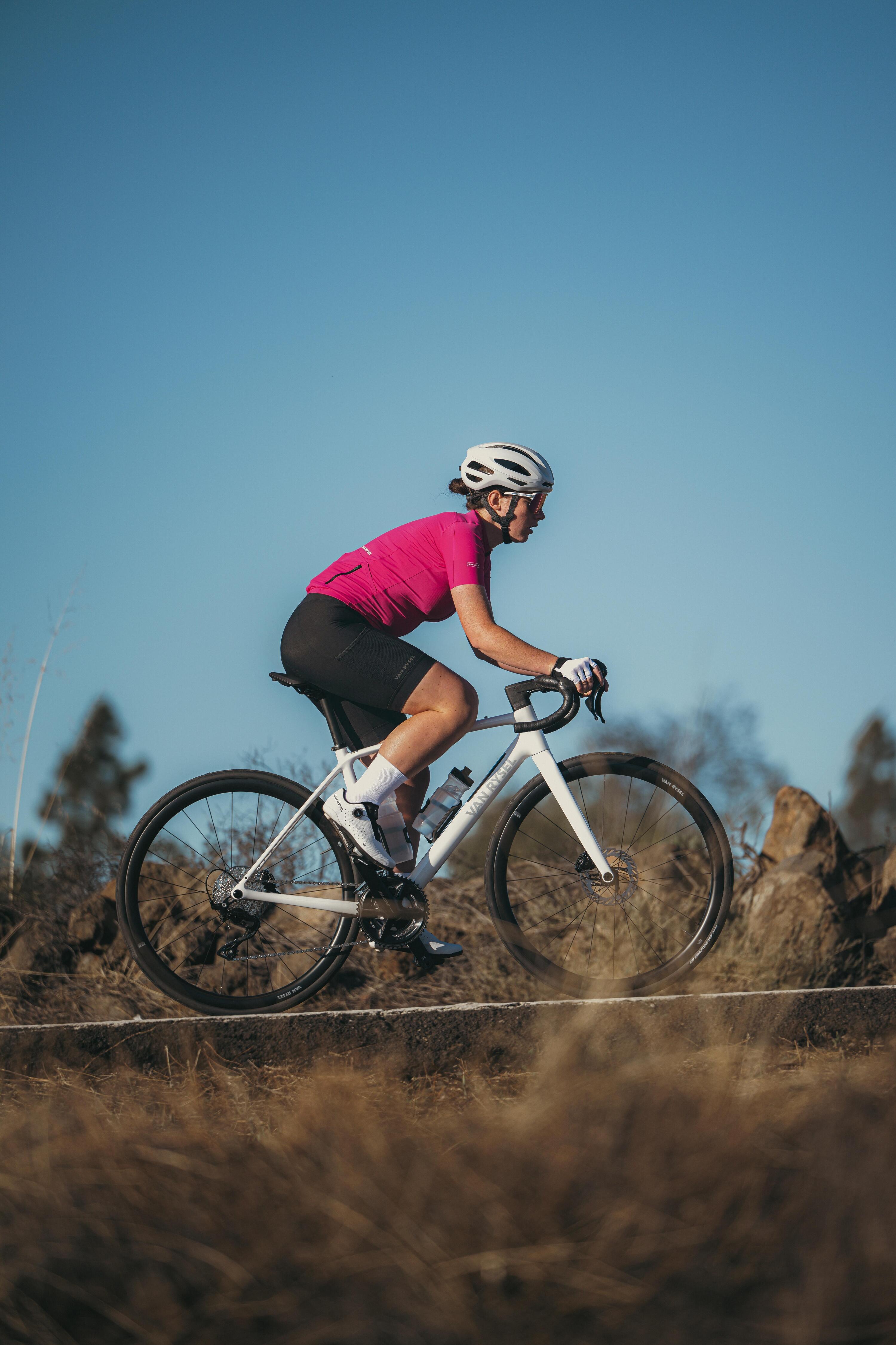 Cuissard court de vélo de route sans bretelles menstruel femme, EDR noir 7/7