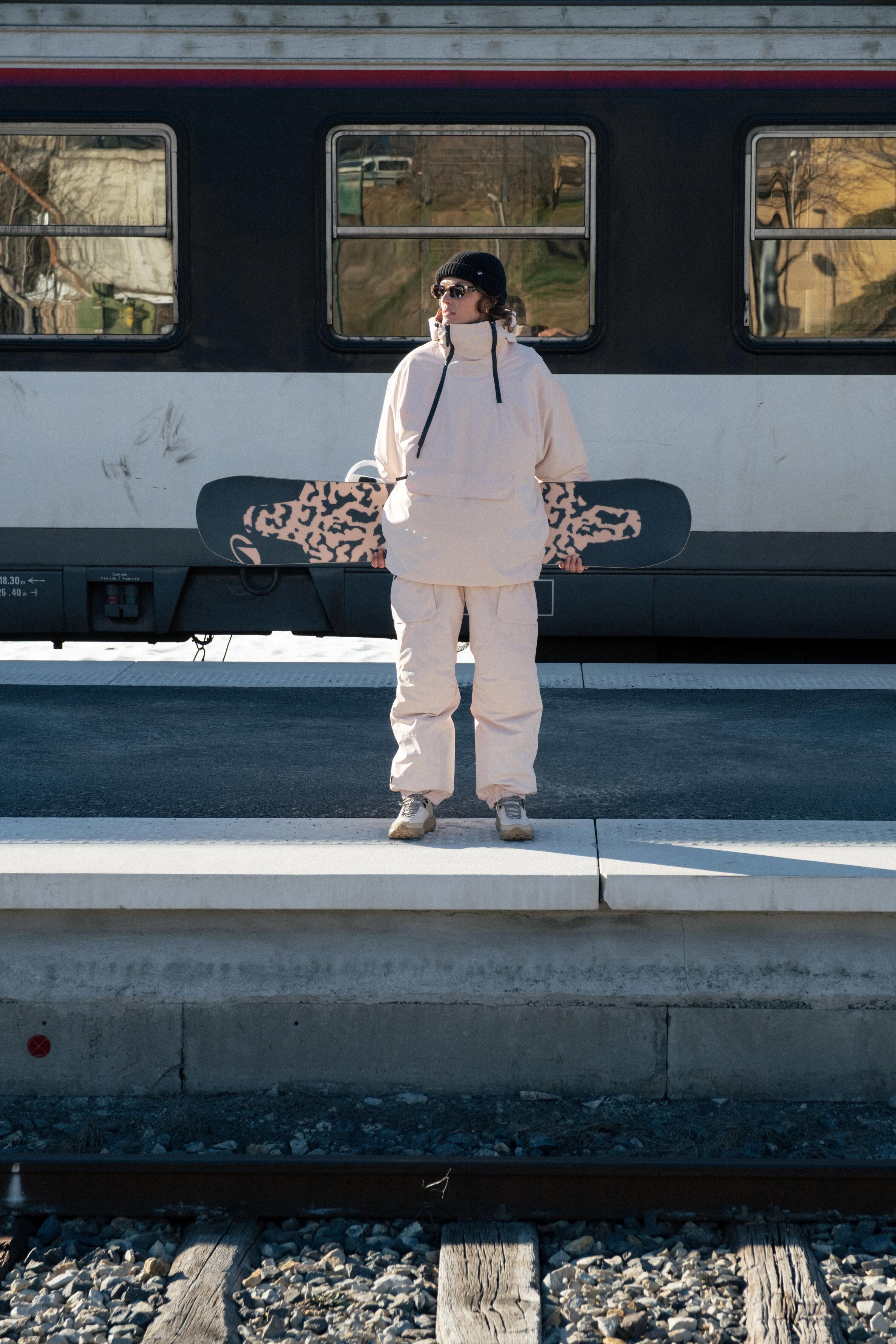 Chaqueta oversize de esquí y snowboard mujer, ANORAK 500, rosa  28/29