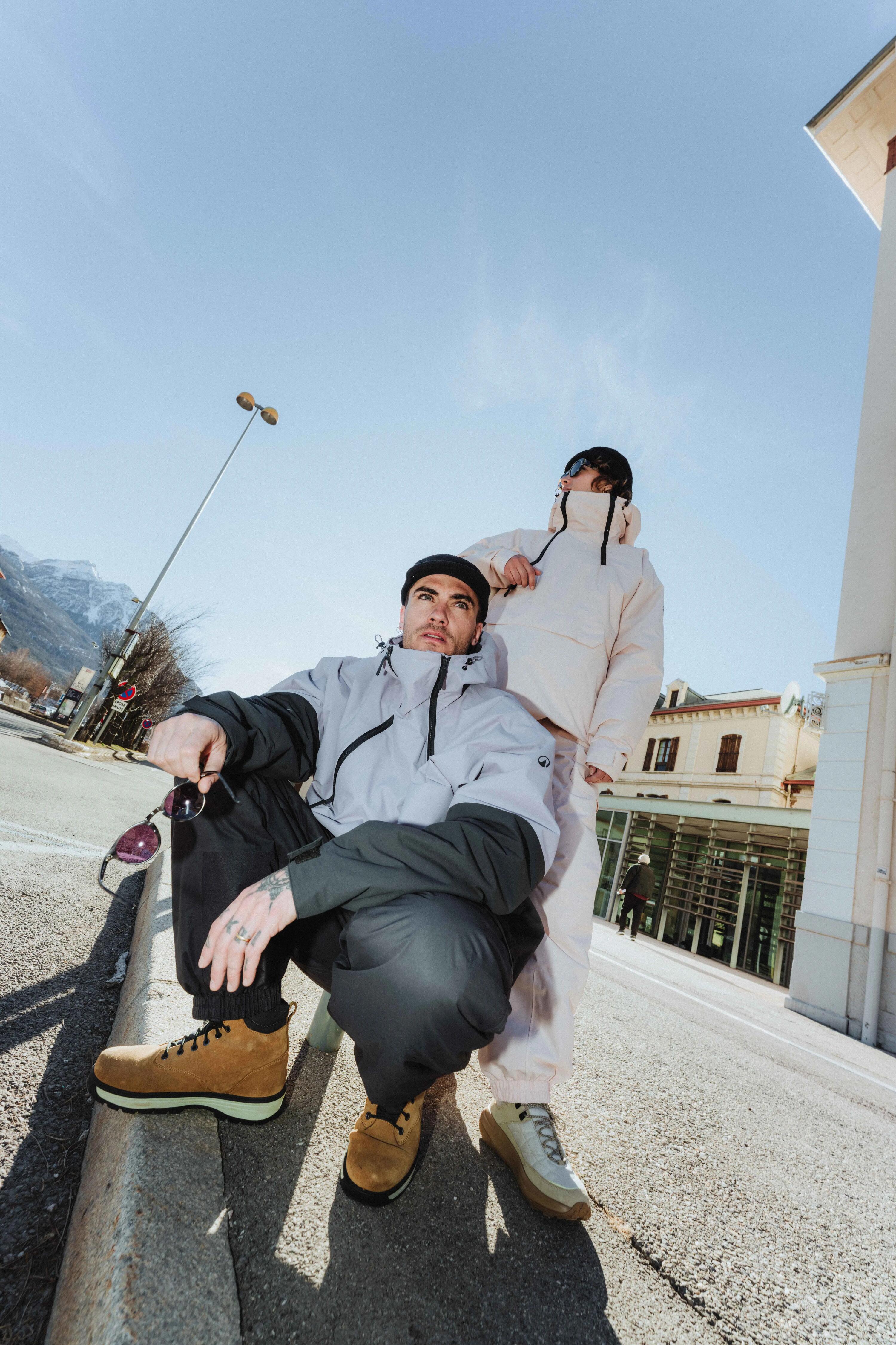Giacca sci uomo ANORAK 500 nera e viola 26/28
