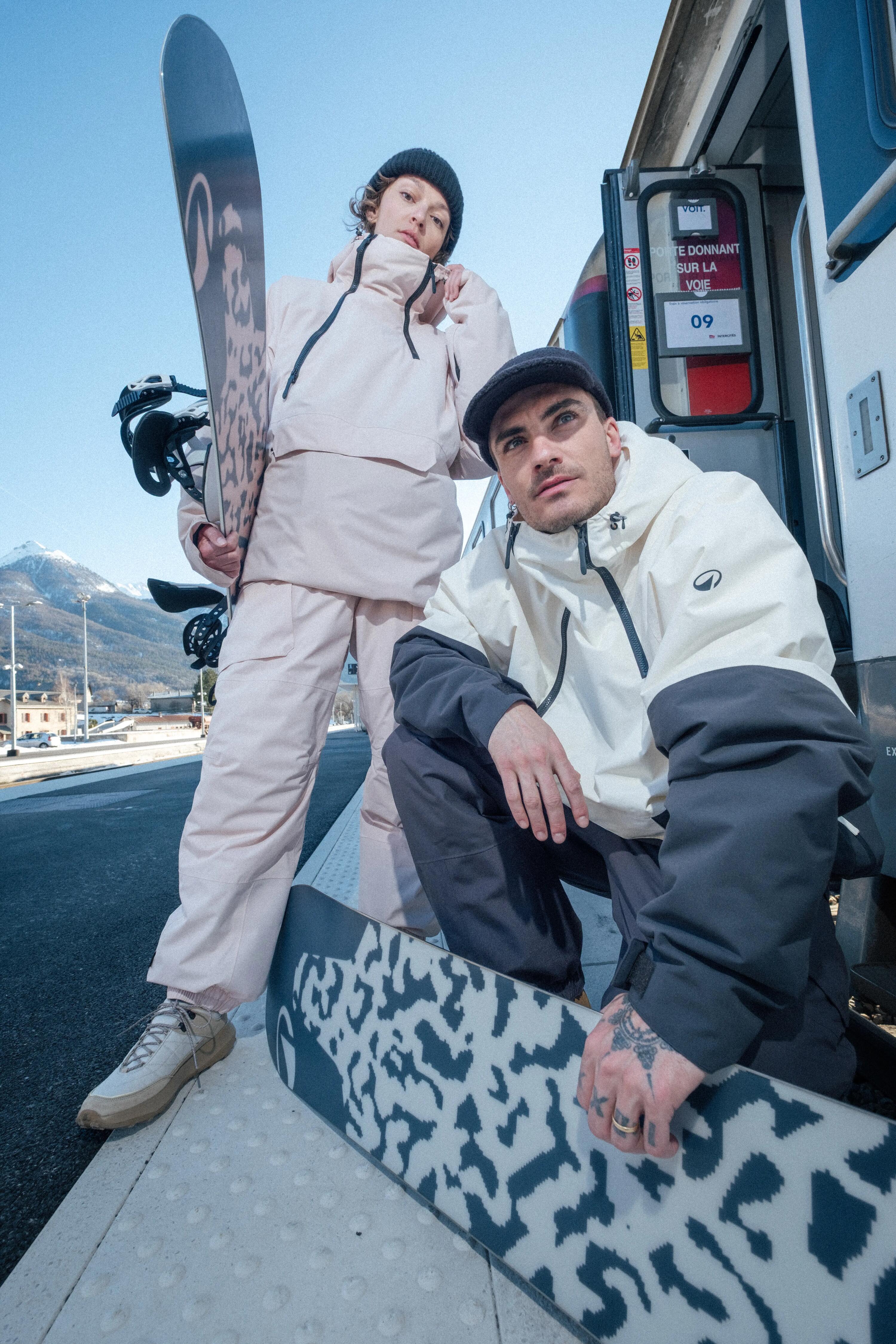Giacca sci uomo ANORAK 500 nera e beige 21/30