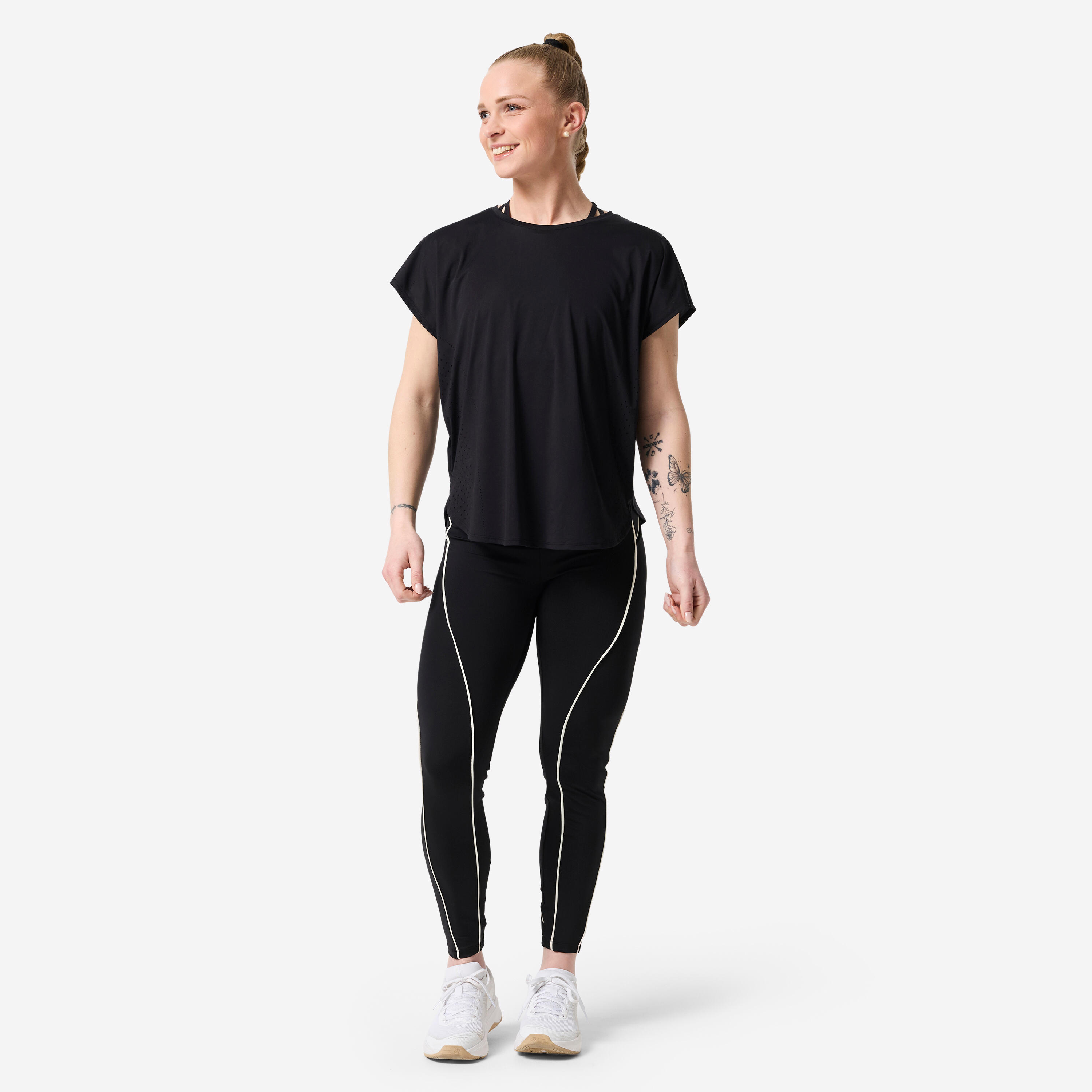 Dameslegging met hoge taille zwart wit 2/7