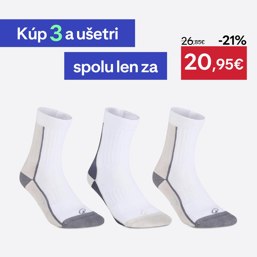 Vysoké tenisové ponožky RS 500 3 páry modro-béžové