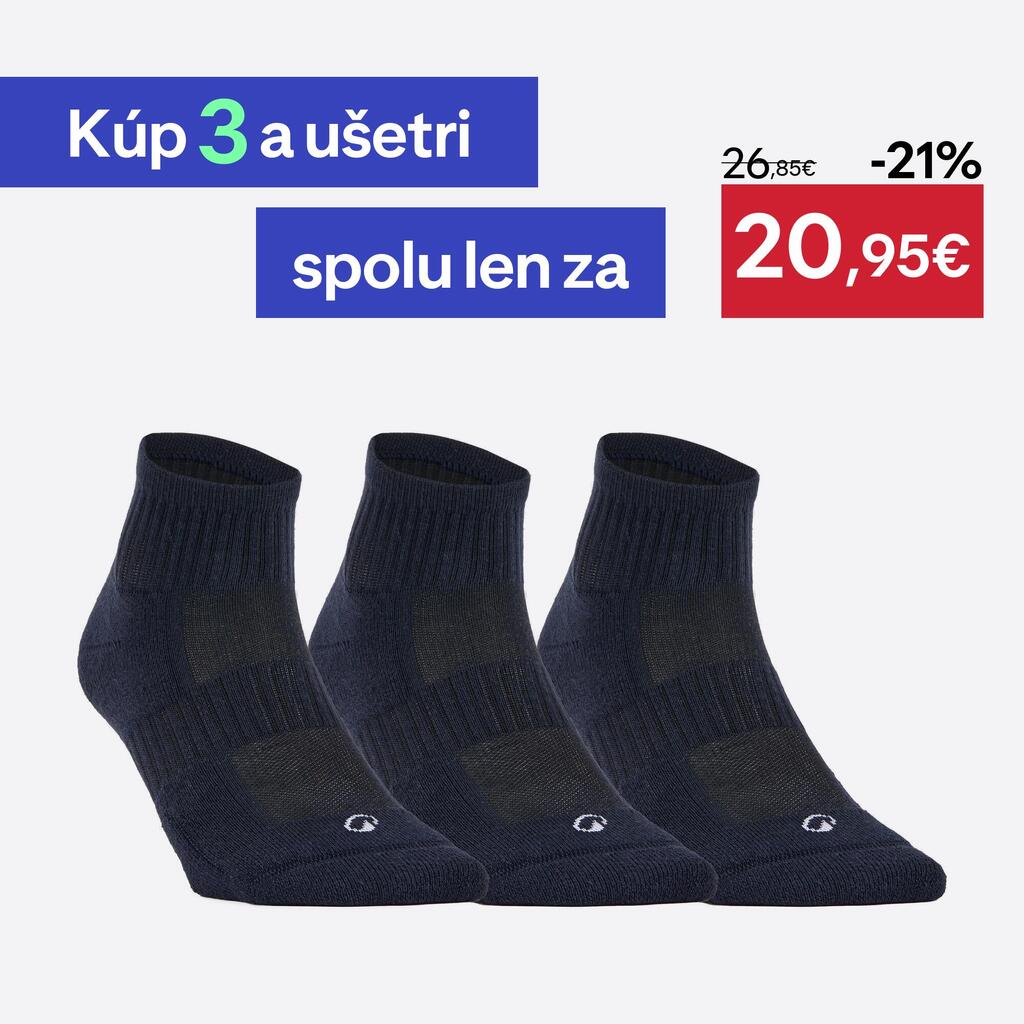 Tenisové ponožky RS 500 stredné 3 páry tmavomodré