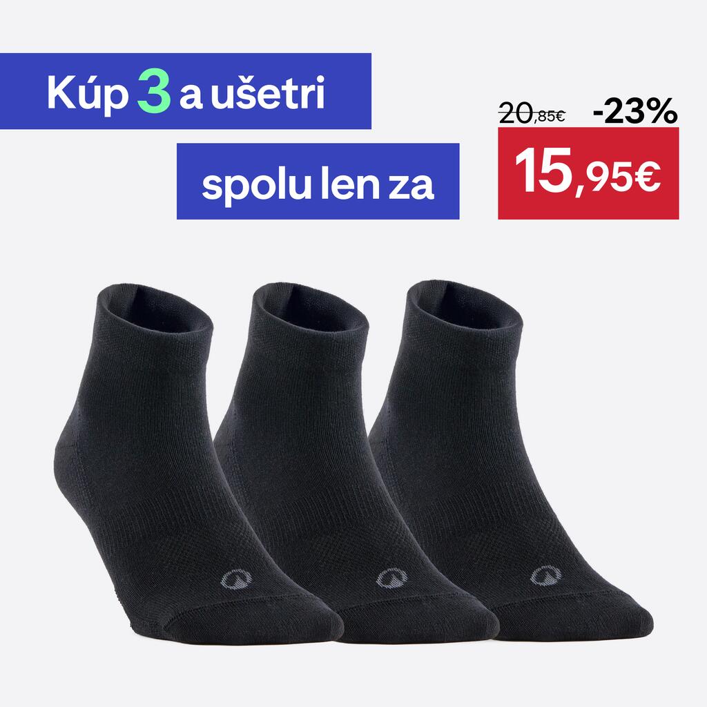 Športové ponožky RS 160 stredne vysoké 3 páry čierne