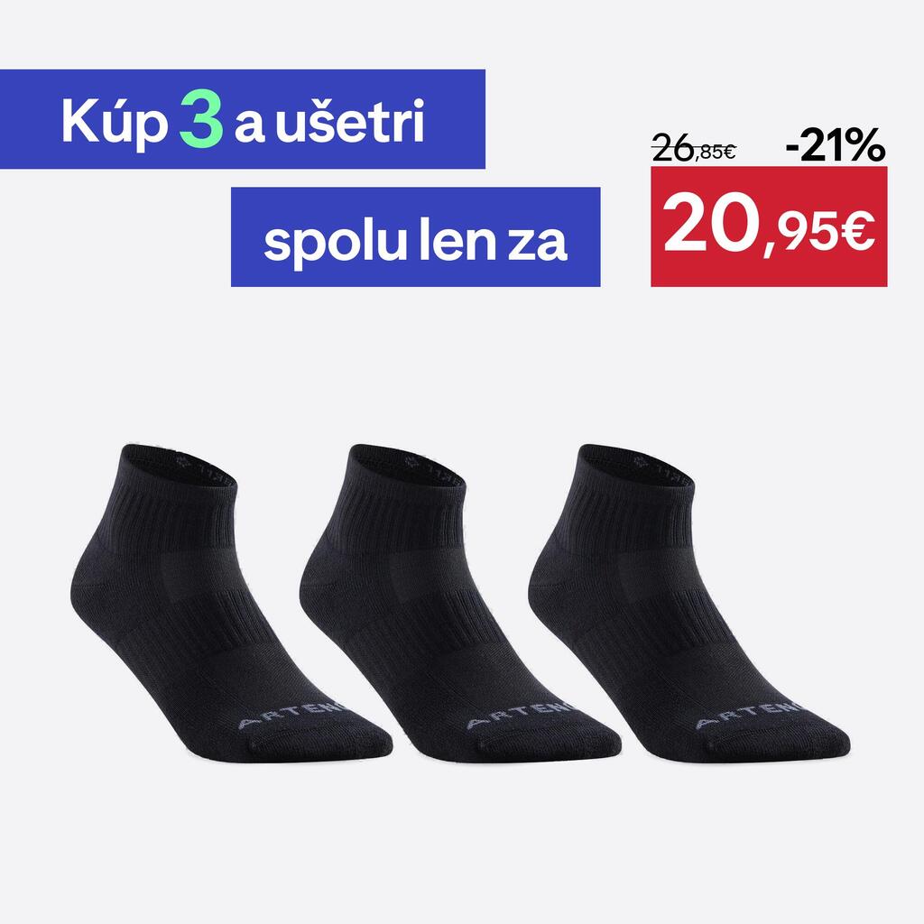 Športové ponožky RS500 stredne vysoké čierne 3 páry