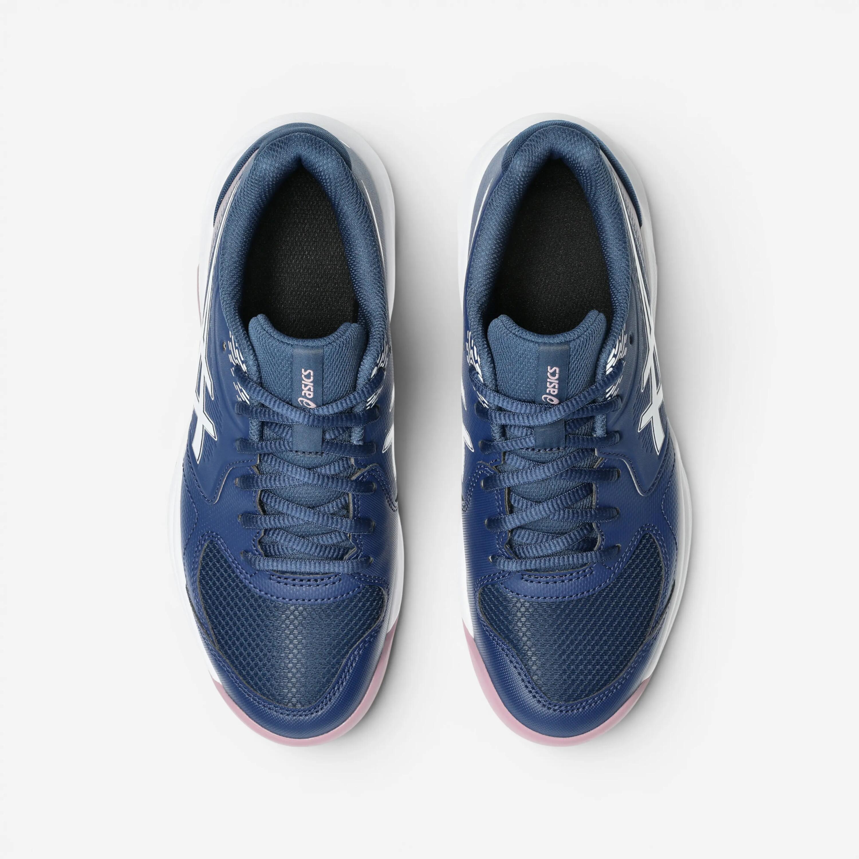 Sabatilles de tennis moqueta dona, Asics Gel Dedicate 9 blau 3/8