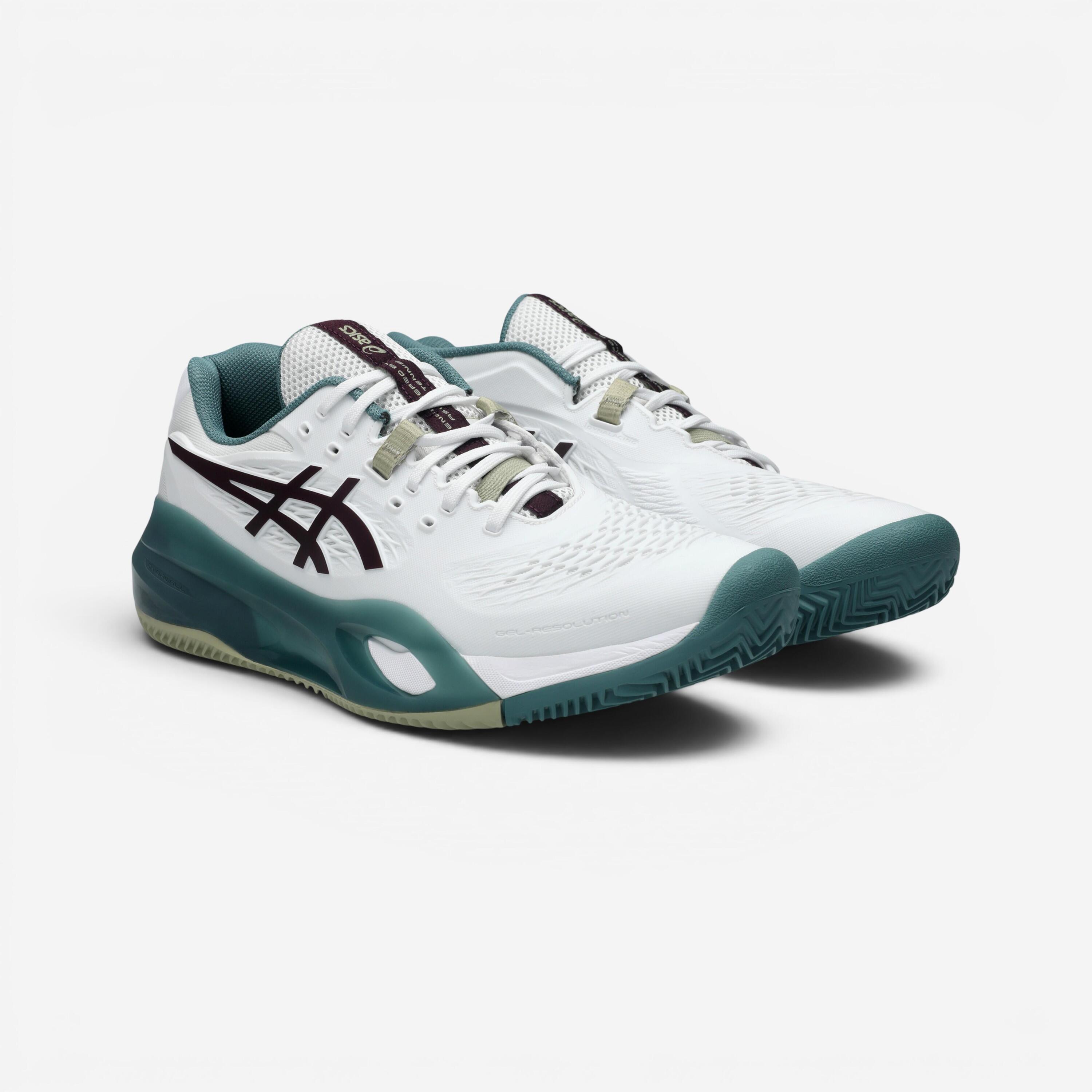Chaussures de tennis homme Terre Battue - Asics Gel Resolution X blanc vert 2/8