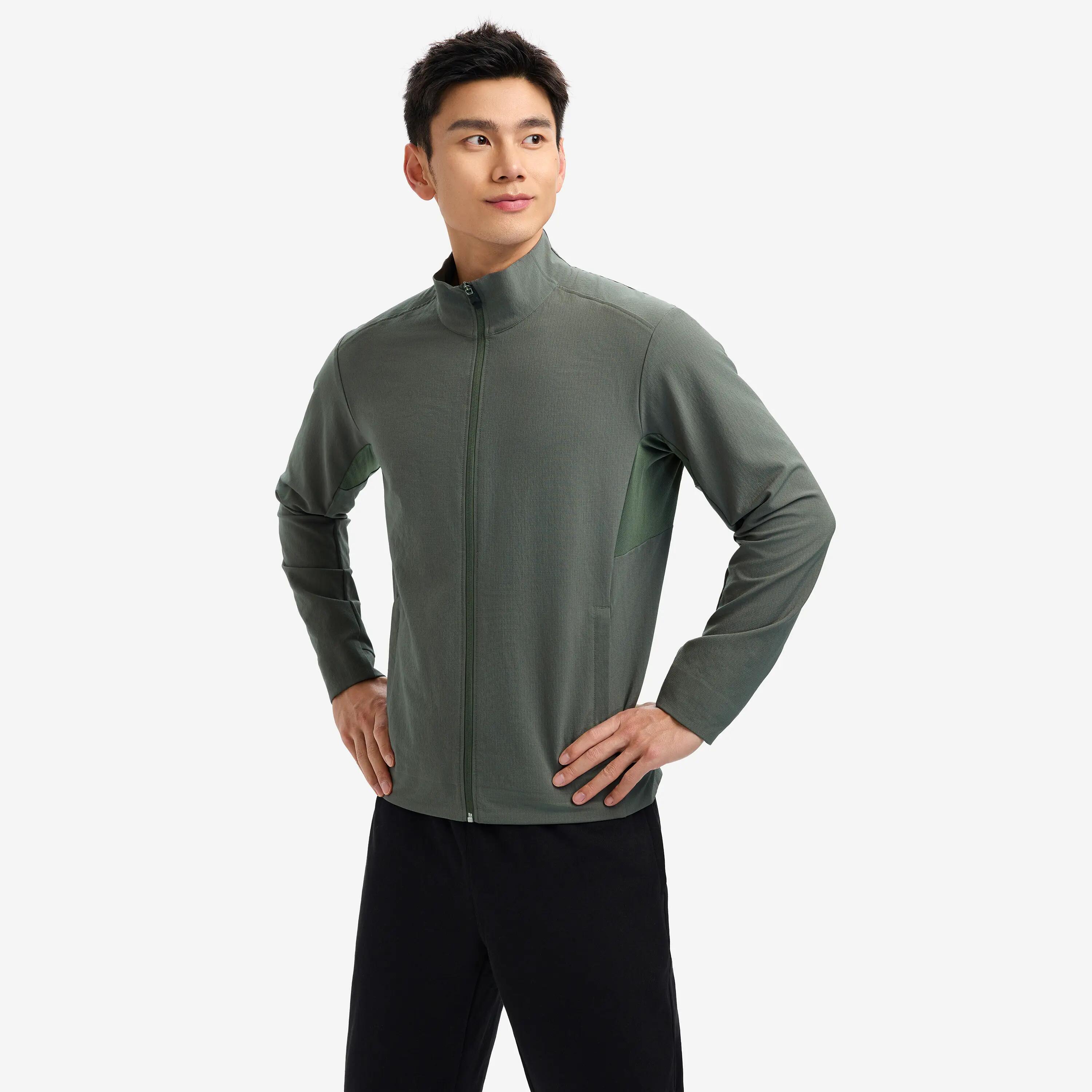 MEN TRAINING LIGHT STAND-COLLAR JACKET 500-ash khaki green -  4
