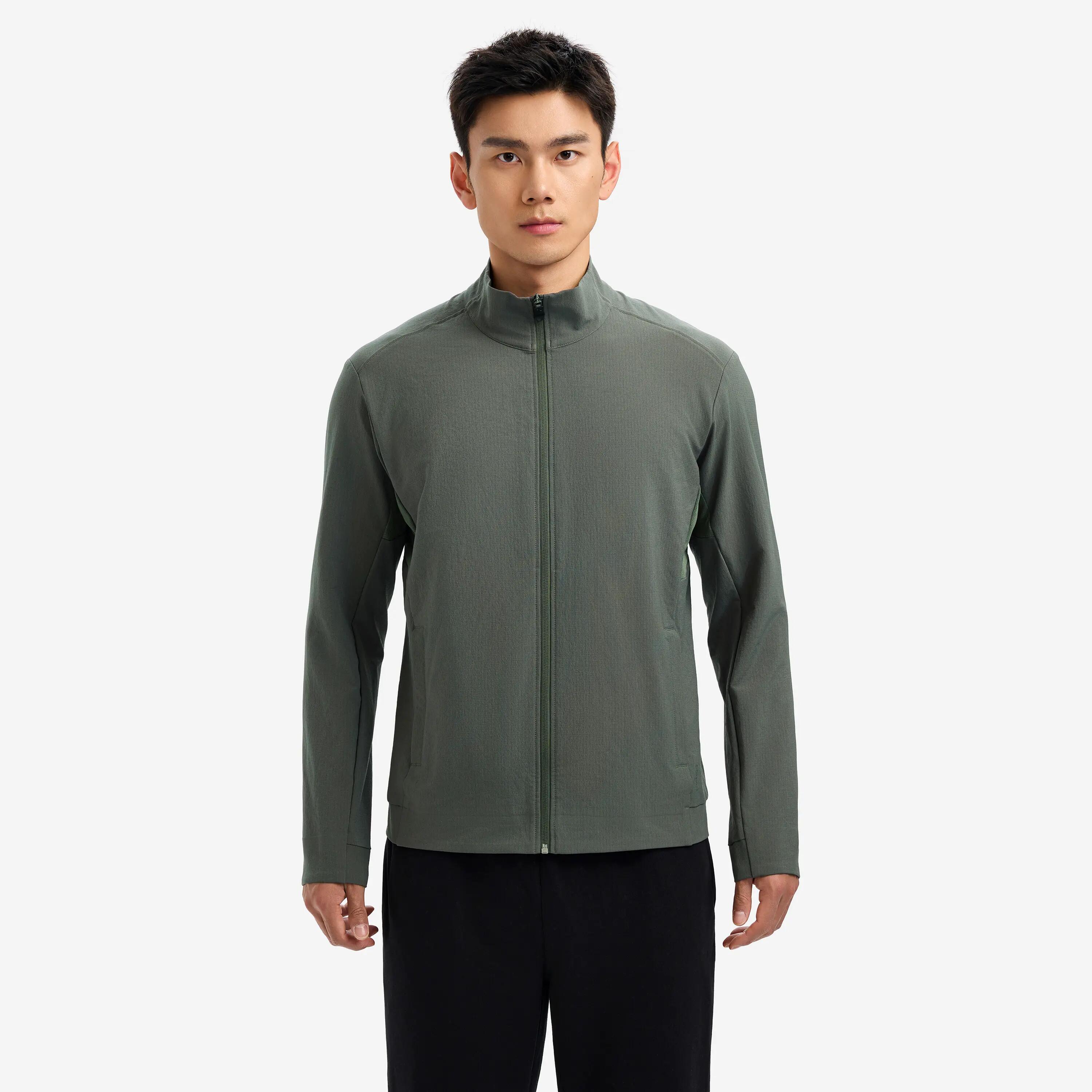 MEN TRAINING LIGHT STAND-COLLAR JACKET 500-ash khaki green -  1