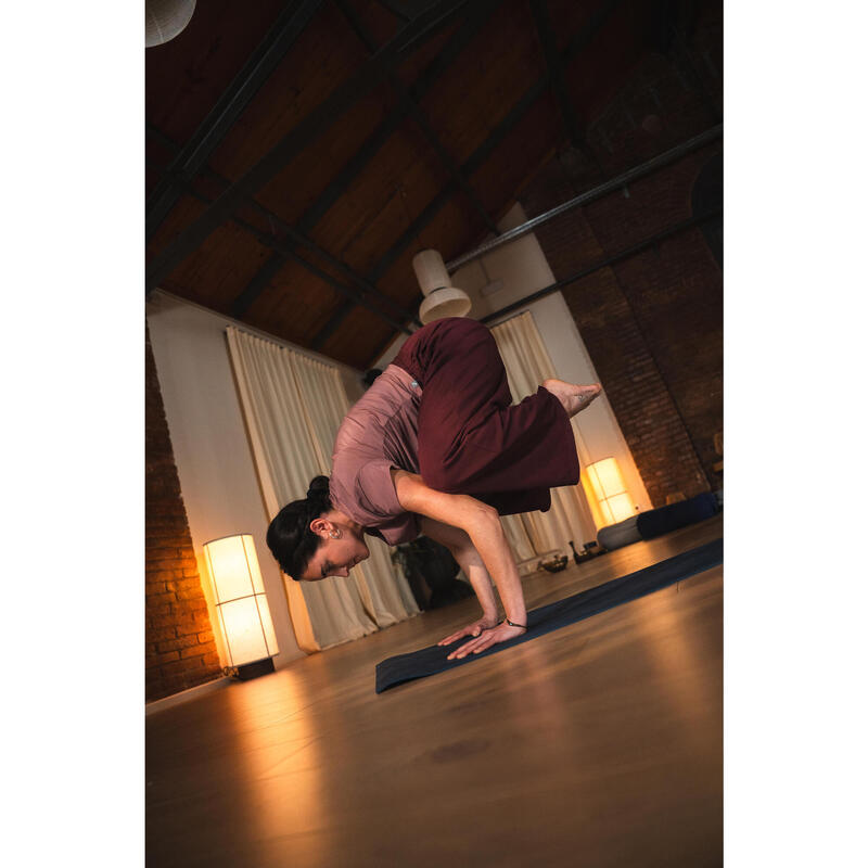 Pantaloni de yoga bumbac moale talie înaltă bordo Damă