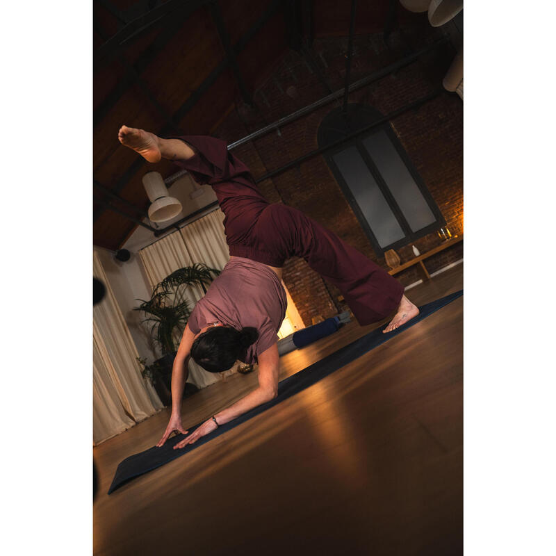 Pantaloni de yoga bumbac moale talie înaltă bordo Damă