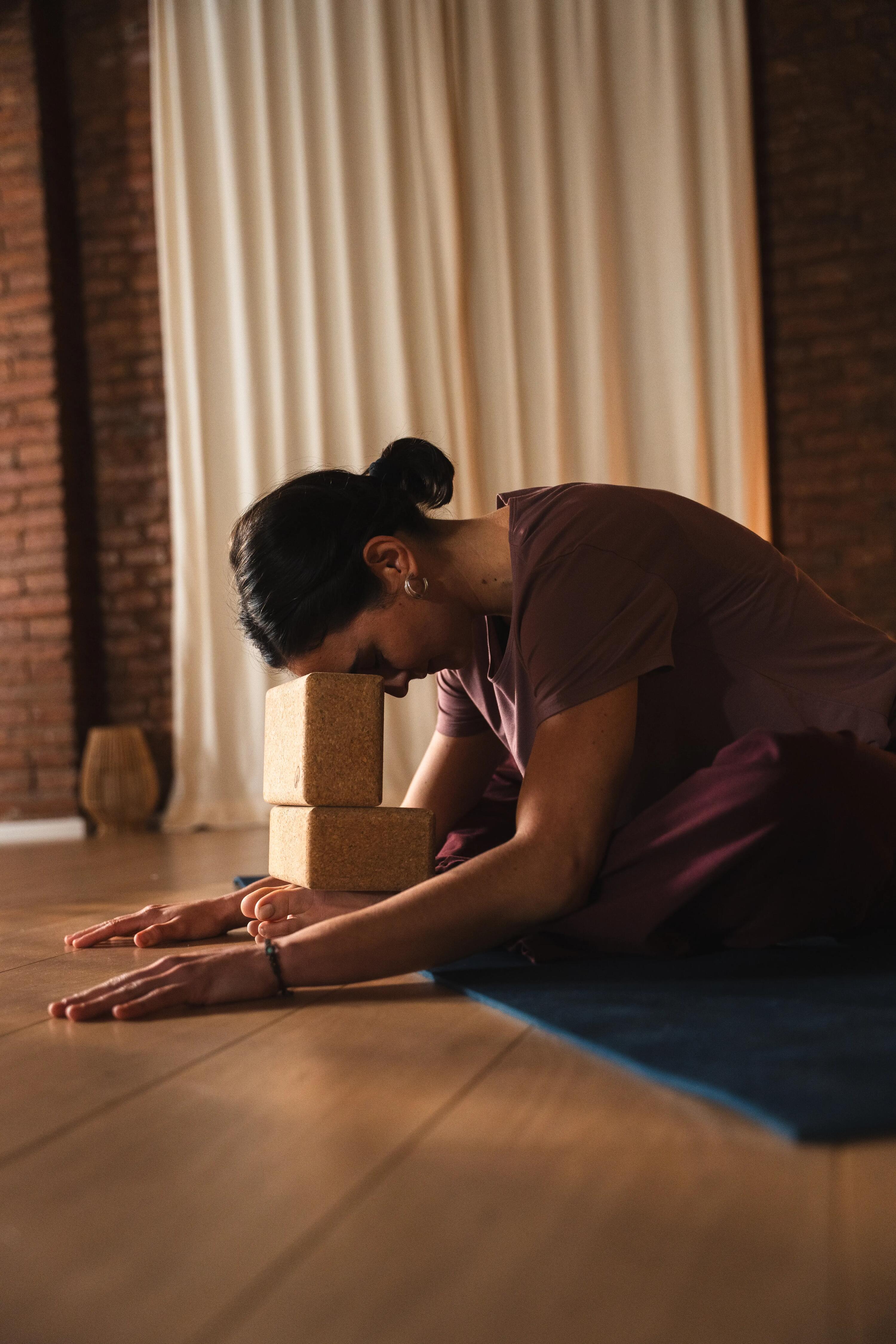 Pantaloni de yoga bumbac moale talie înaltă bordo Damă 9/19