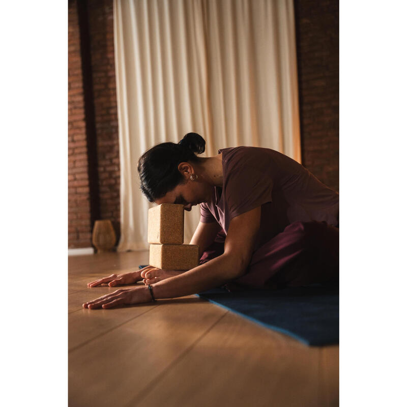 Pantaloni de yoga bumbac moale talie înaltă bordo Damă