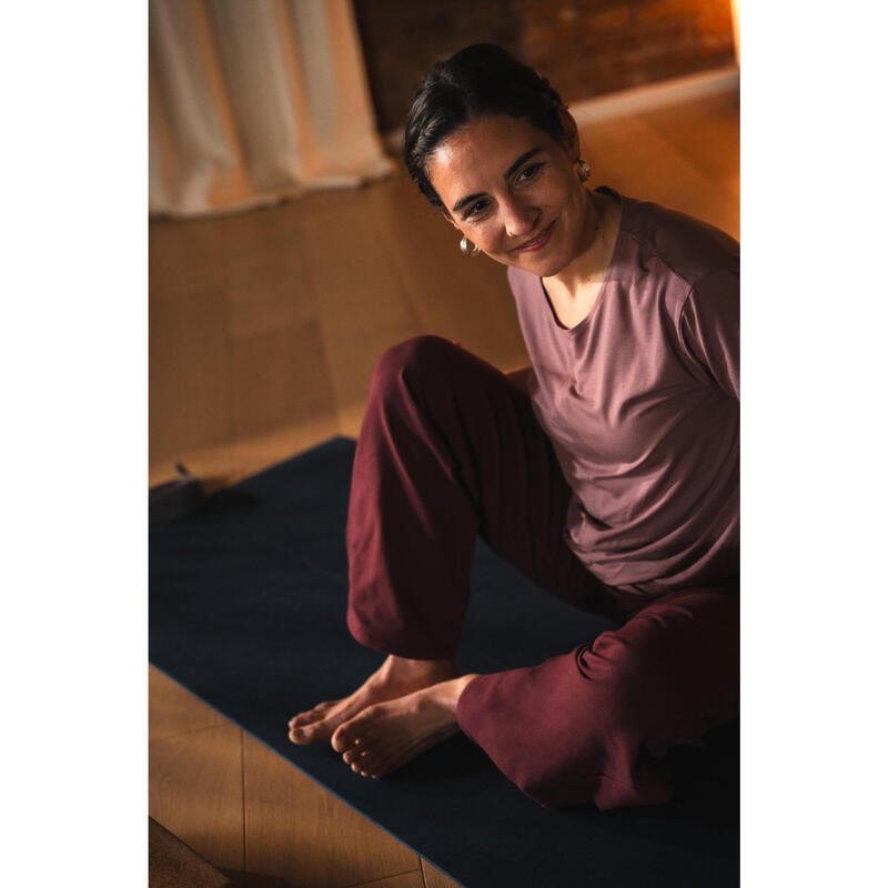 Pantaloni de yoga bumbac moale talie înaltă bordo Damă
