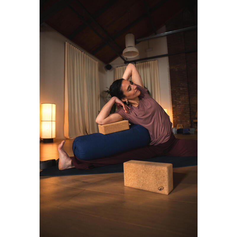 Pantaloni de yoga bumbac moale talie înaltă bordo Damă