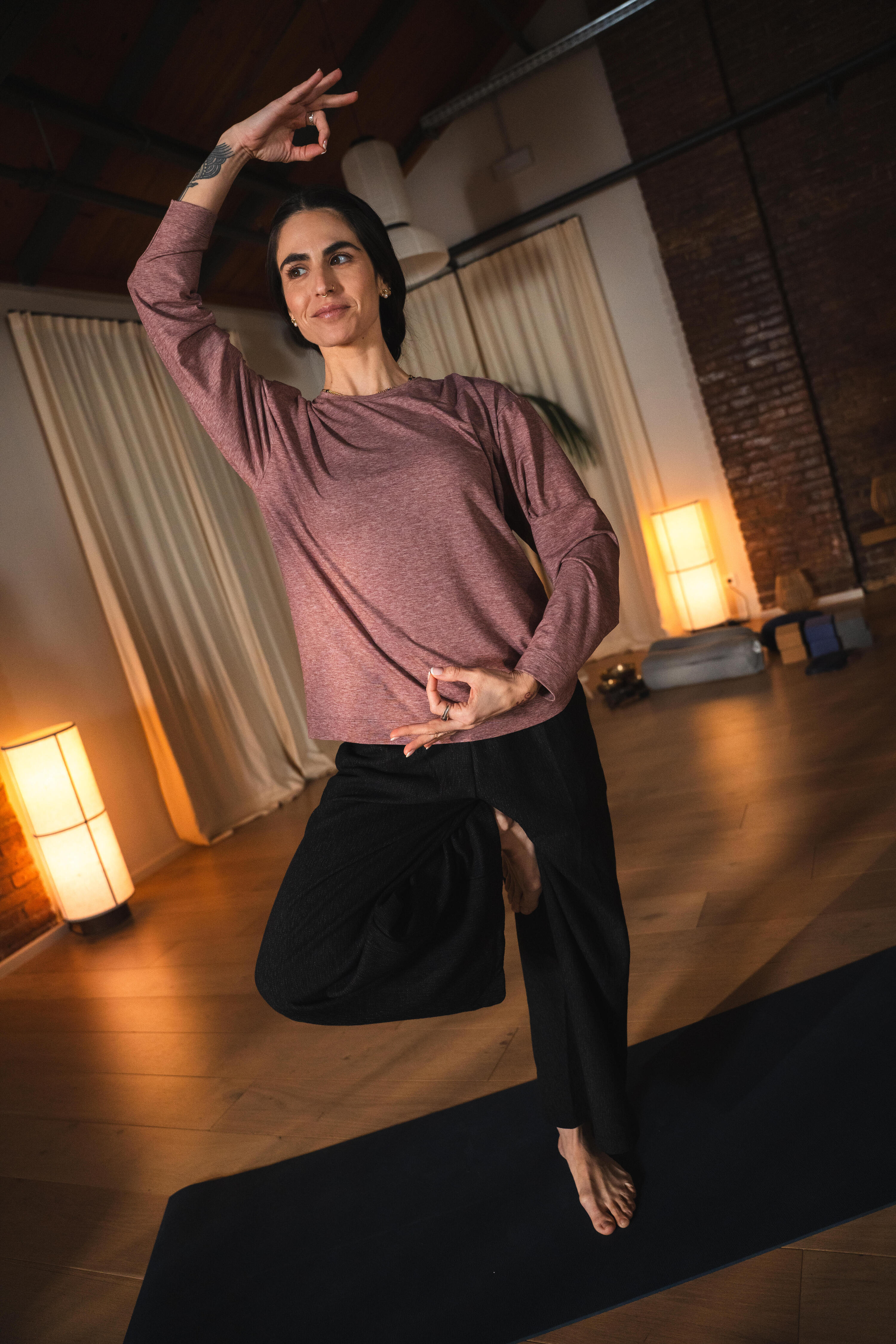 Yogashirt met lange mouwen voor dames Soft paars 9/10