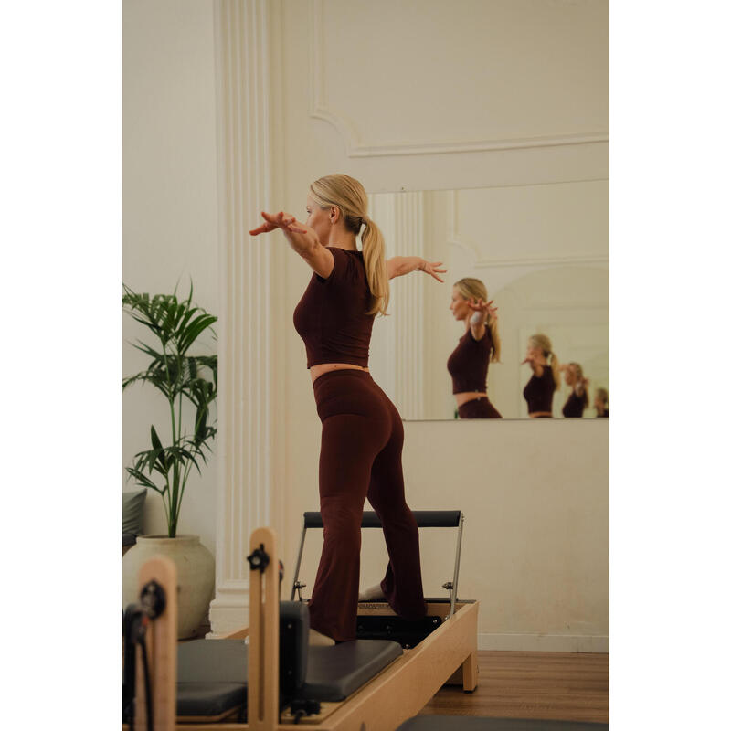 Tricou de yoga și pilates elastic și moale Bordo Damă