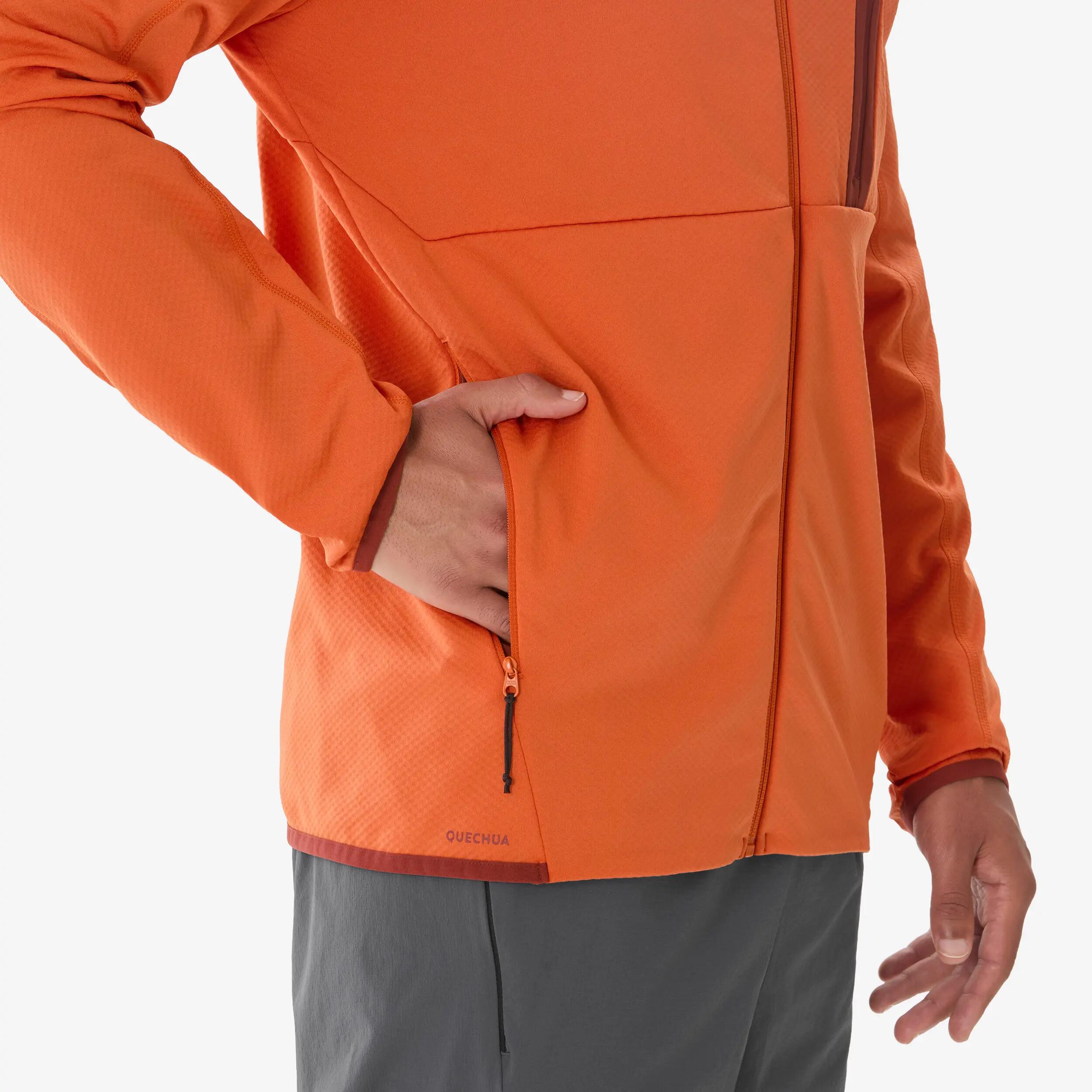 Men’s hiking fleece jacket, MH500 LIGHT Orange -  4