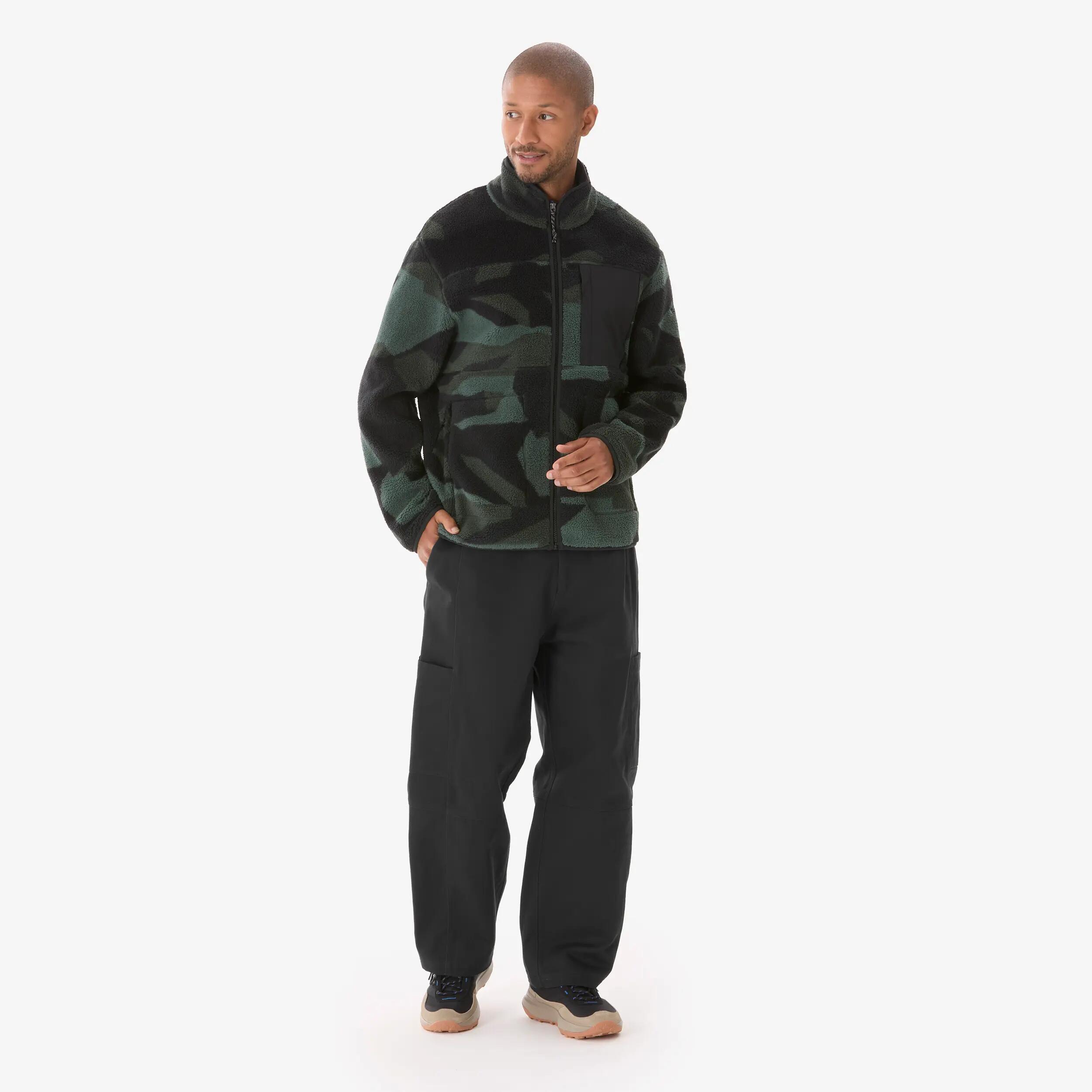 Men Hiking Ultra Warm Full-zip Sherpa Fleece Jacket Camo MH500 -  3