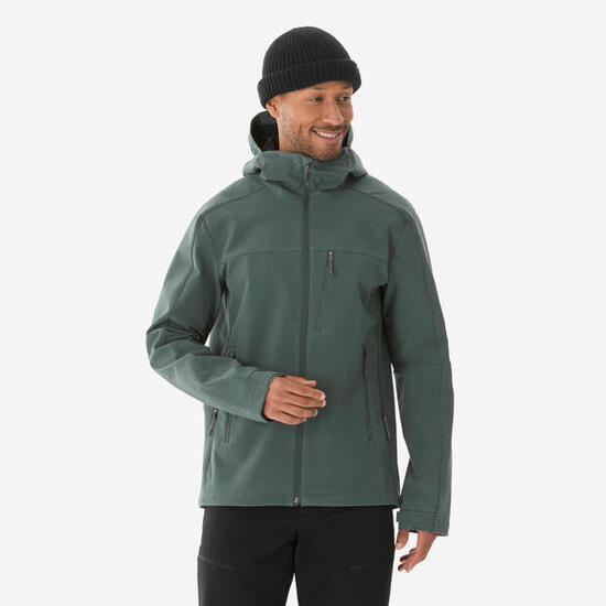 Winddichte softshell-wandeljas voor heren MT500 rookgroen