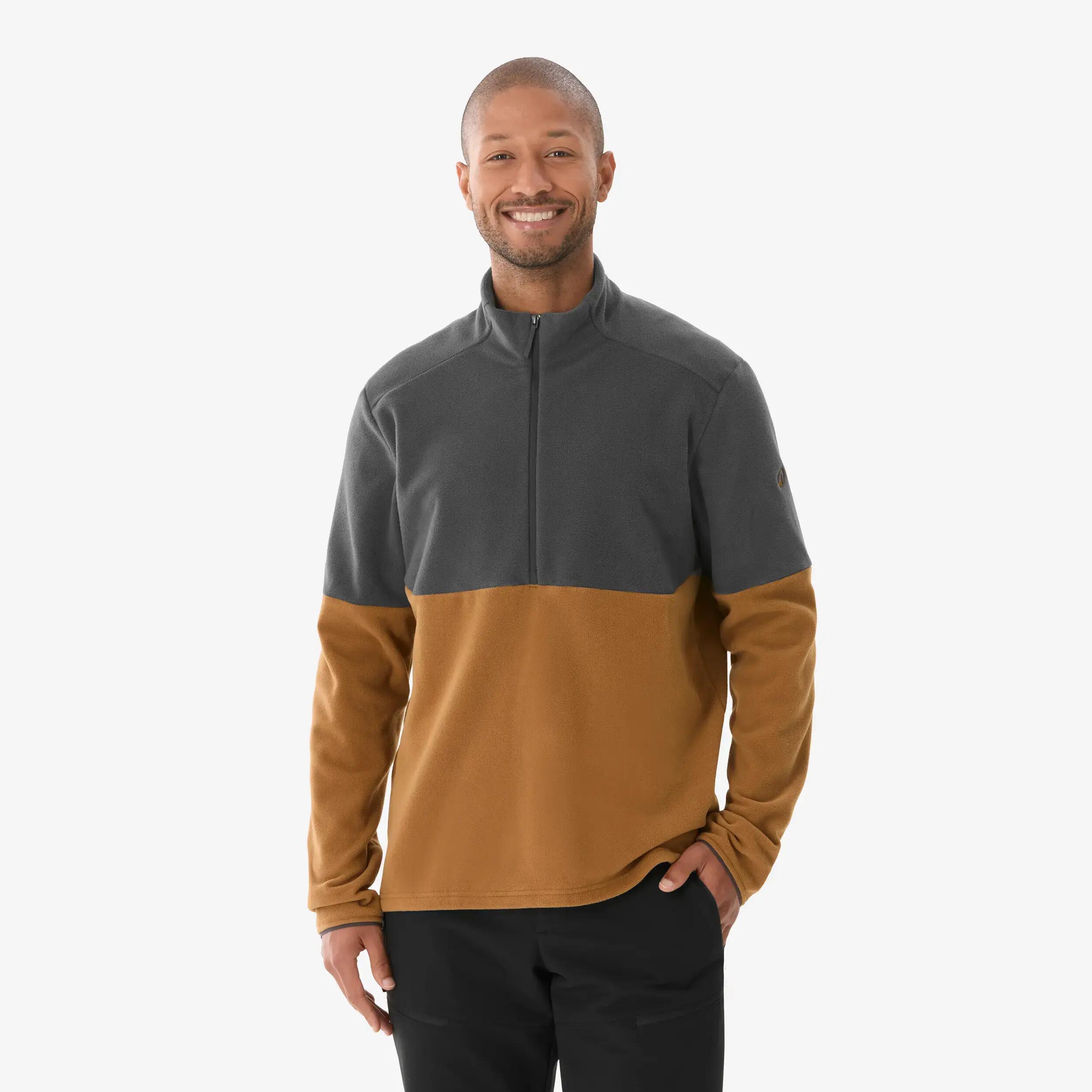 Men’s mountain hiking fleece jacket, MH500 half-zip -  1