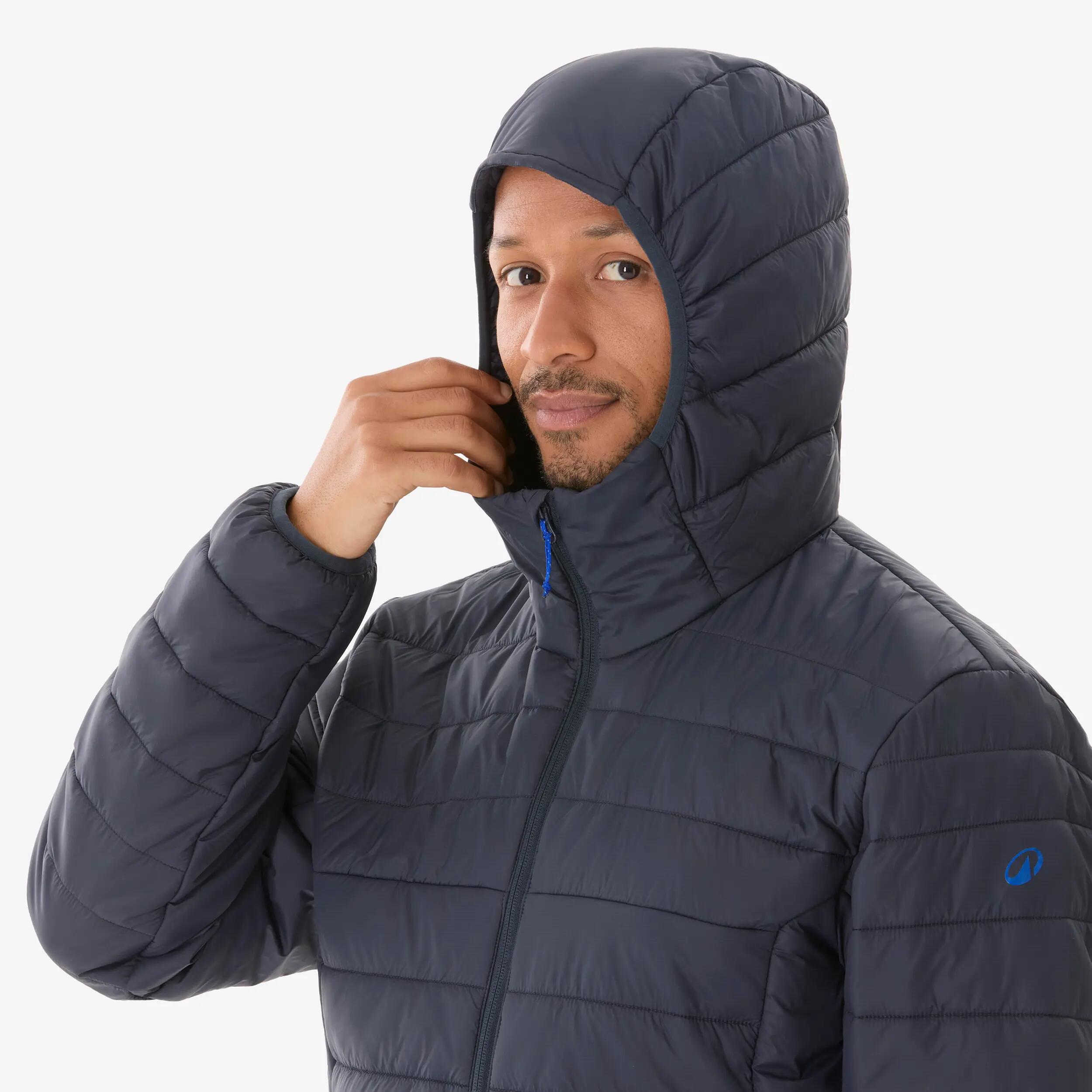 Men’s hiking puffer jacket, MH500 Blue -  4