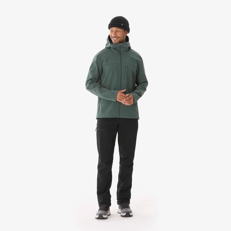 Erkek Outdoor Trekking Rüzgar Kesici Softshell Mont - Yeşil/Füme - MT500