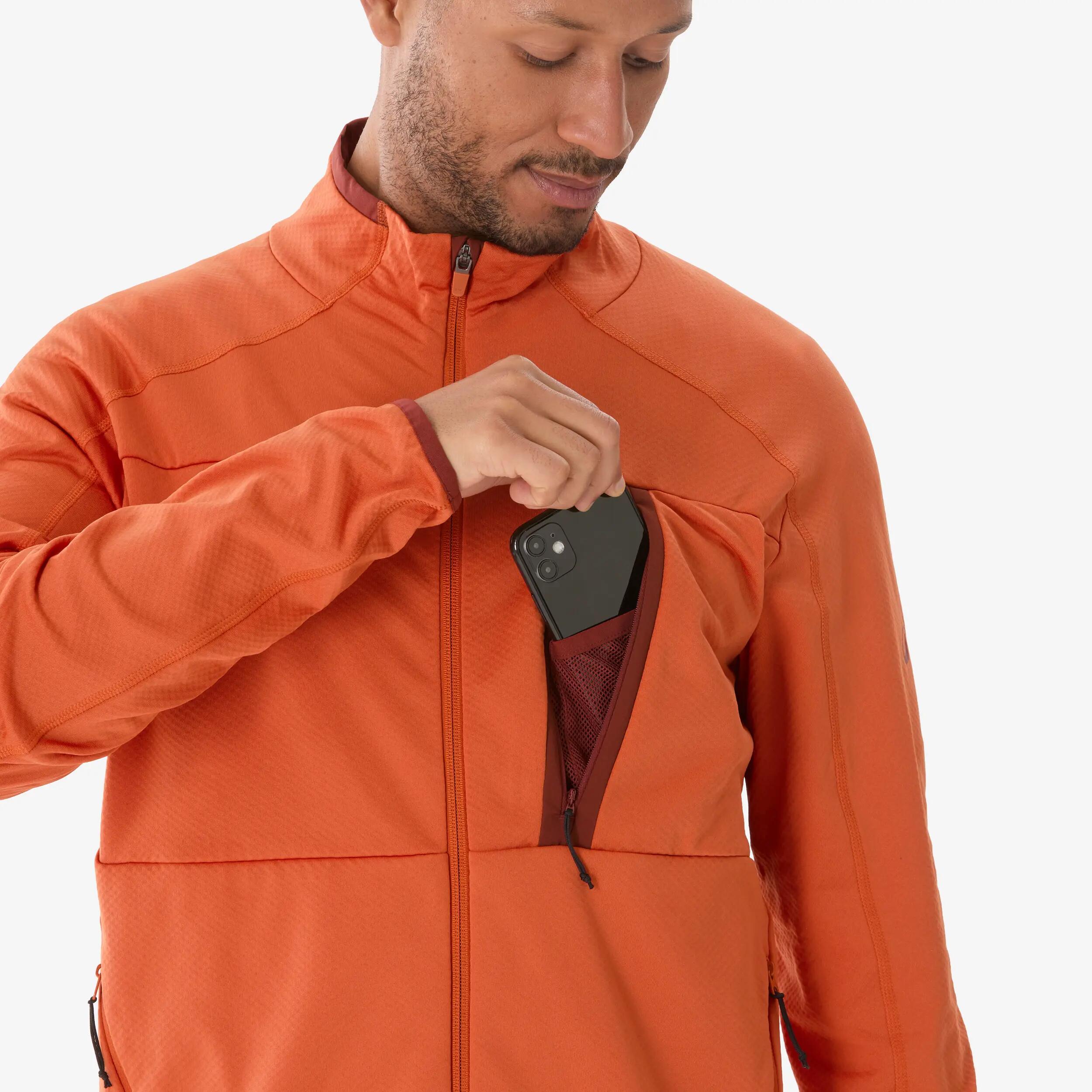 Men’s hiking fleece jacket, MH500 LIGHT Orange -  5