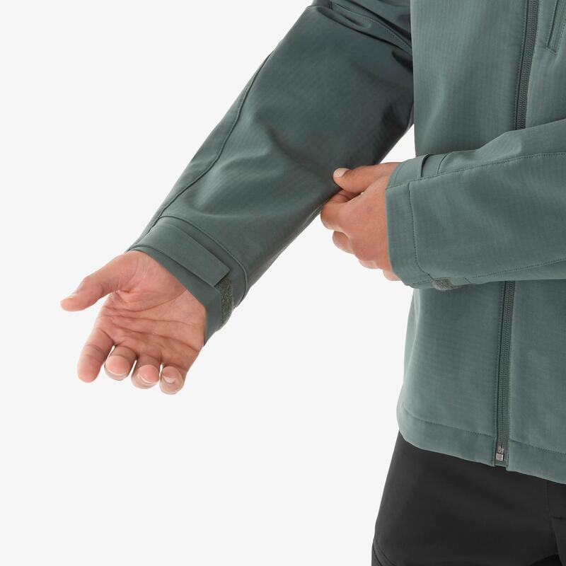 Erkek Outdoor Trekking Rüzgar Kesici Softshell Mont - Yeşil/Füme - MT500