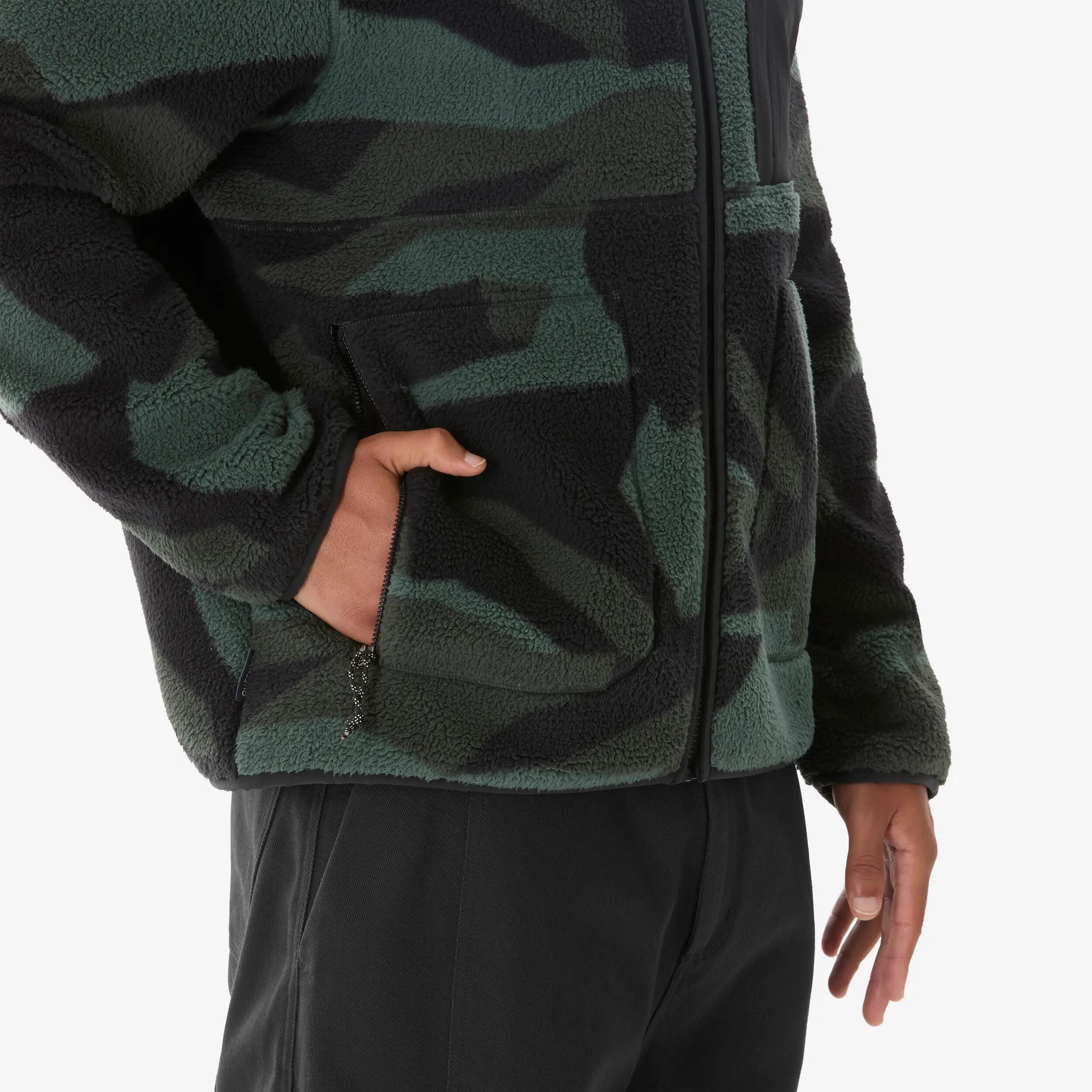 Men Hiking Ultra Warm Full-zip Sherpa Fleece Jacket Camo MH500 -  5