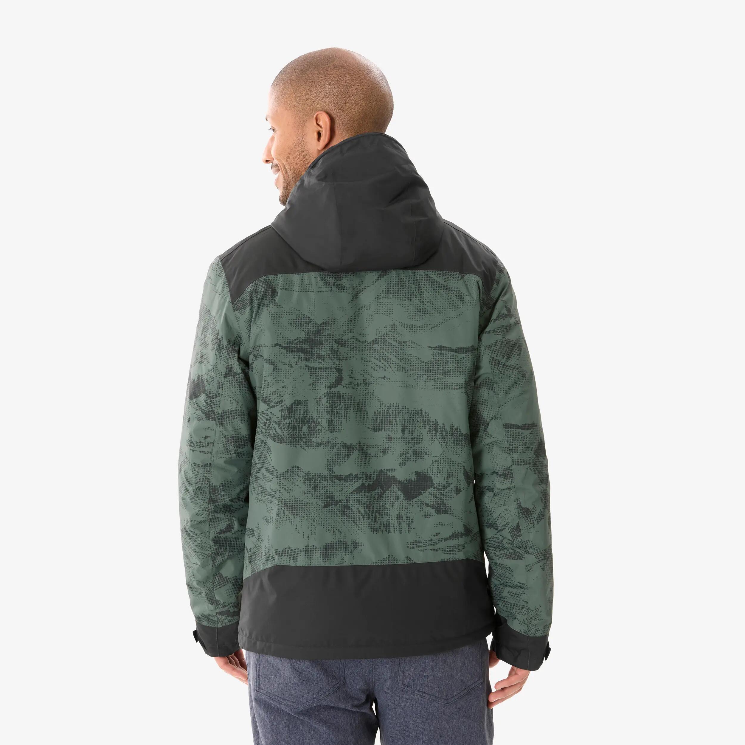 Men Winter Warm Snow Jacket - Padded & Waterproof Upto -10°C - Green Printed NH500 -  4