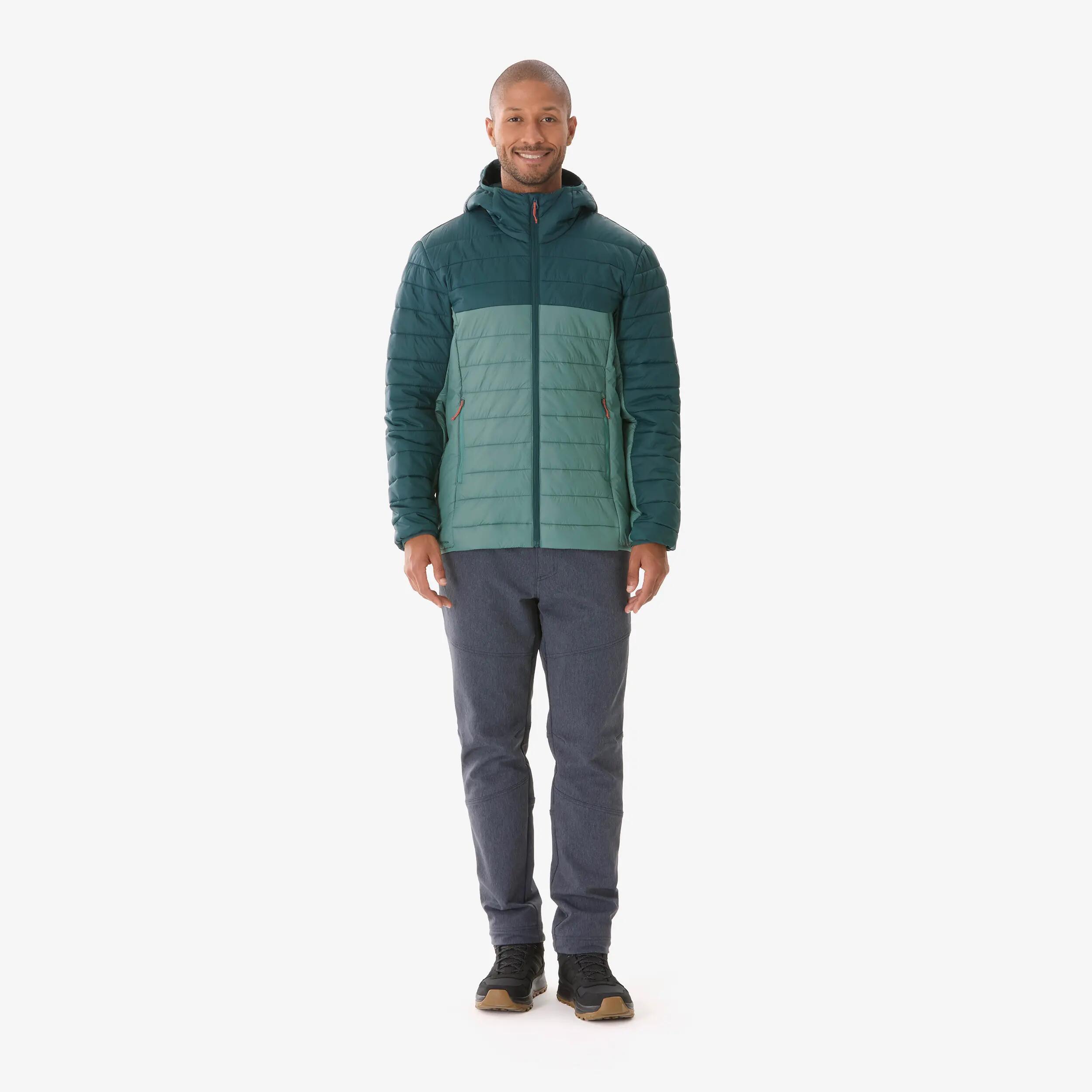Men’s hiking padded jacket MH500 - Two-tone green -  2