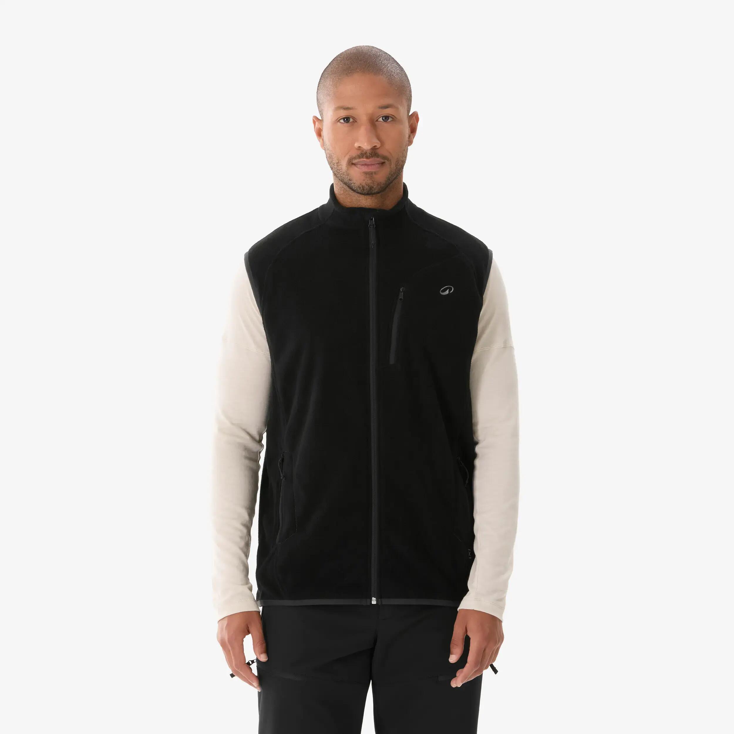 Men Mountain Hiking Warm Fleece Gilet Jacket Black -  1