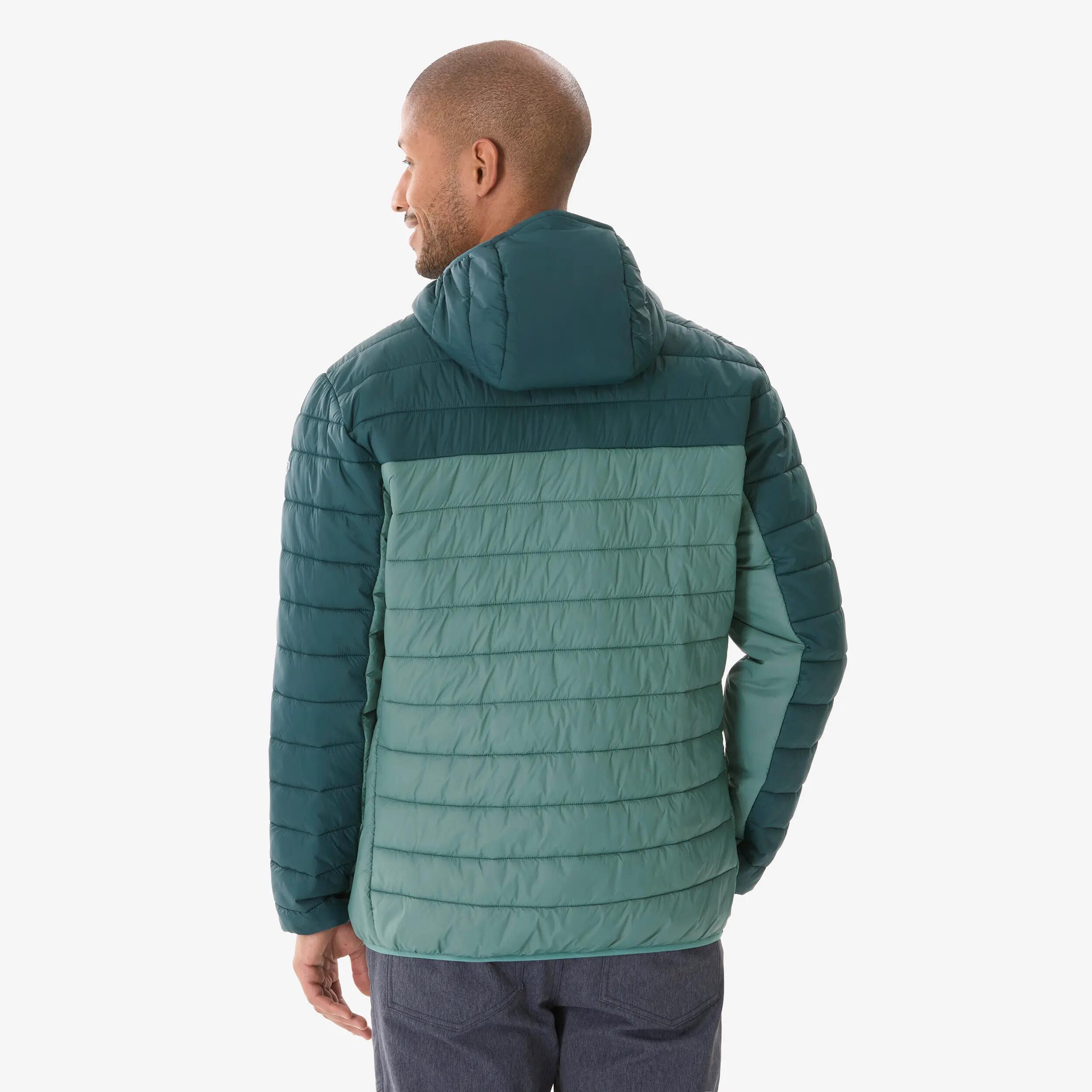 Men’s hiking padded jacket MH500 - Two-tone green -  3