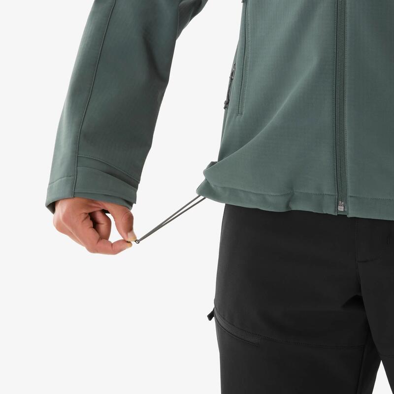 Erkek Outdoor Trekking Rüzgar Kesici Softshell Mont - Yeşil/Füme - MT500