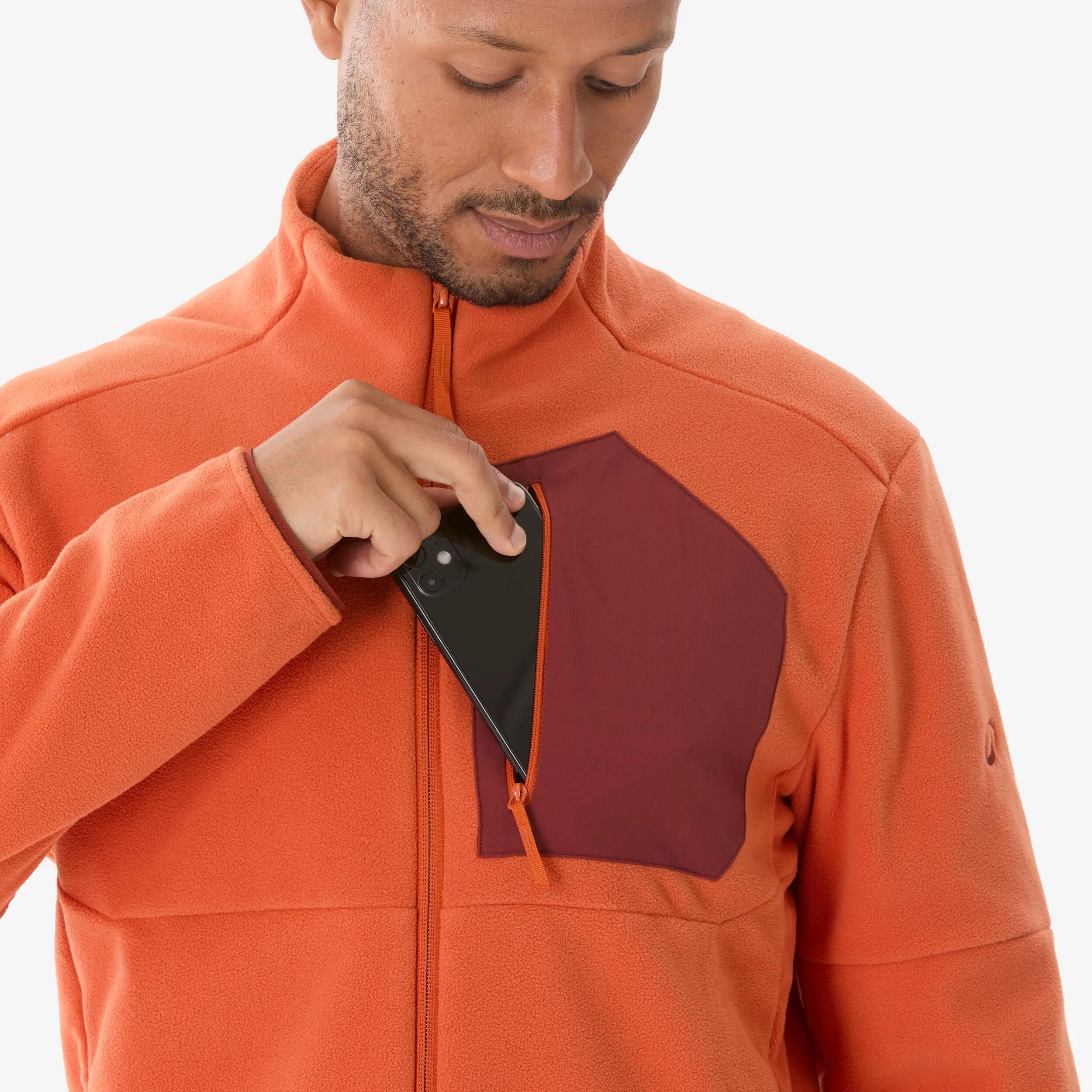 Men’s mountain hiking fleece jacket, MH500 Full-zip Pocket - Terracotta -  5