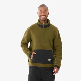 Men’s Sherpa mountain hiking fleece jacket, MH100 1/2 Zip - Black