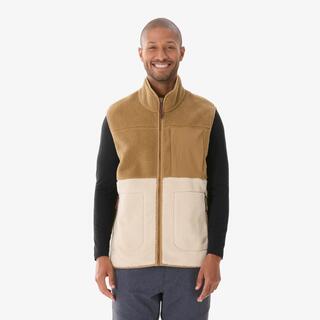 Men’s fleece hiking jacket, Sherpa MH500 Beige Brown