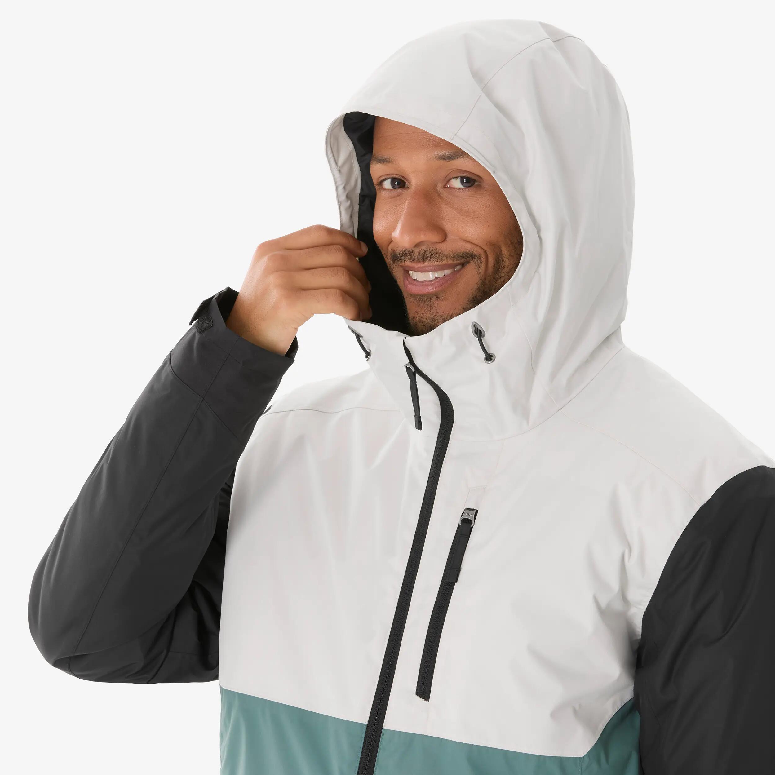 Men’s waterproof hiking jacket -10°C, NH500 - Beige and Green -  5