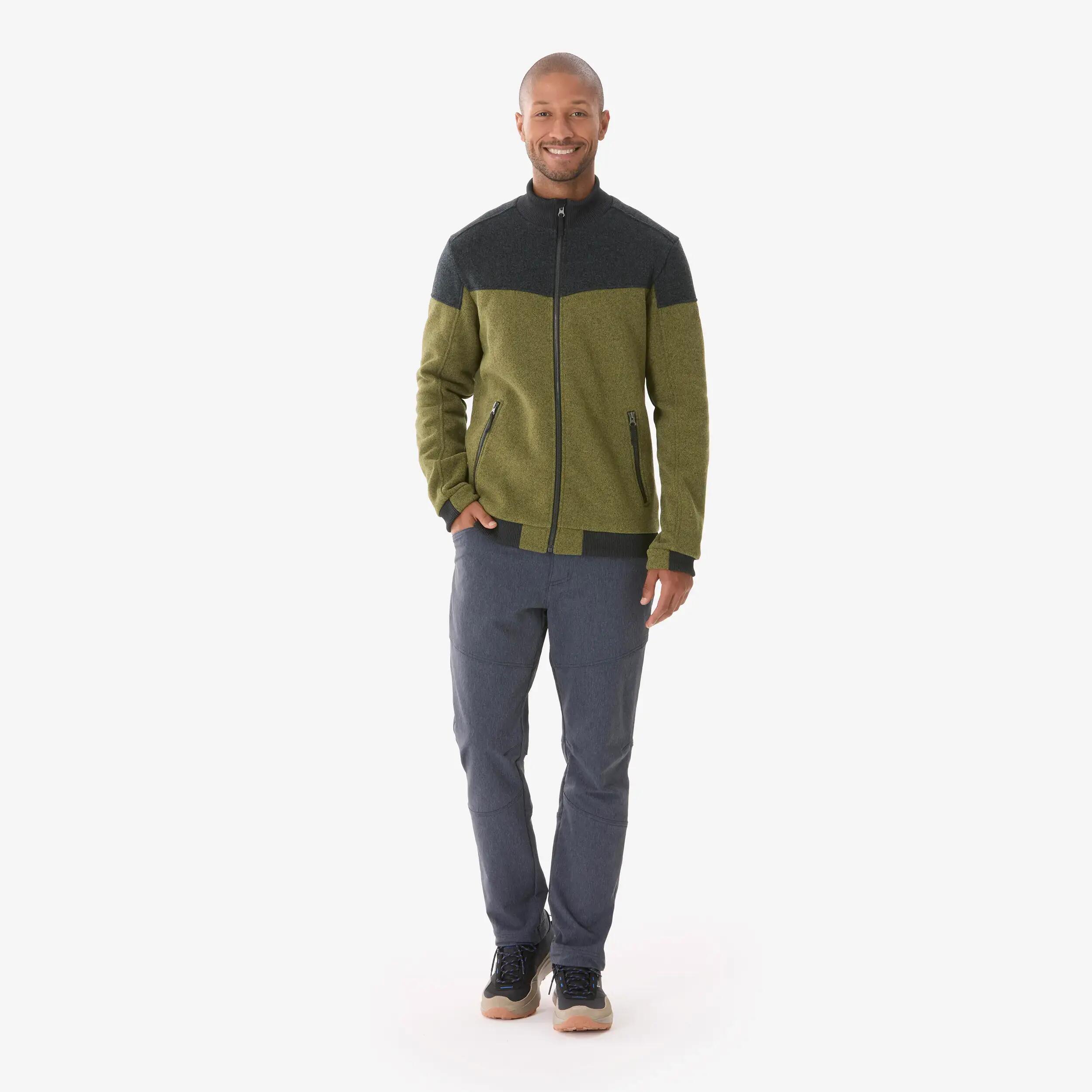 Men’s warm hiking fleece jacket, NH100 - Green -  2