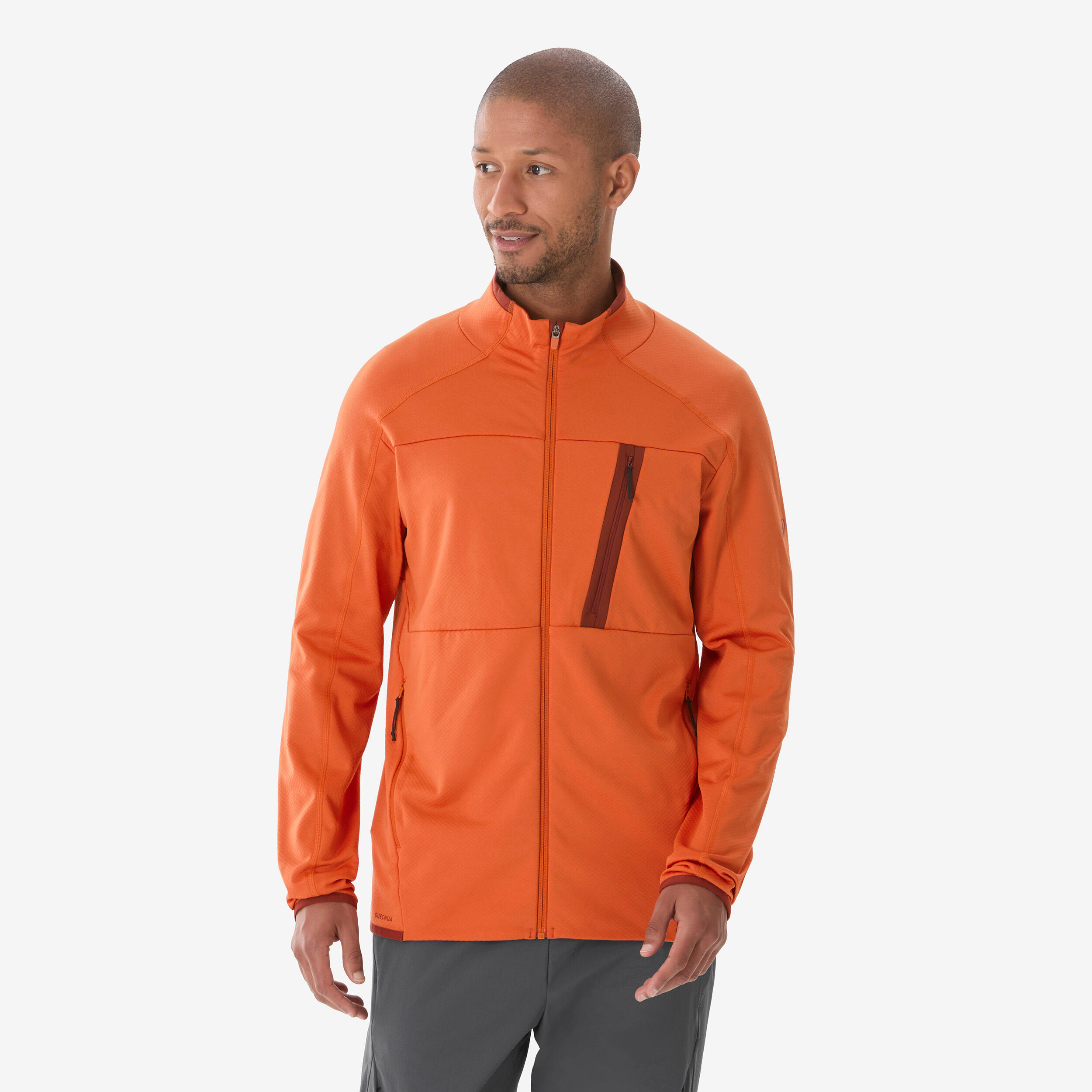 Men’s hiking fleece jacket, MH500 LIGHT Orange