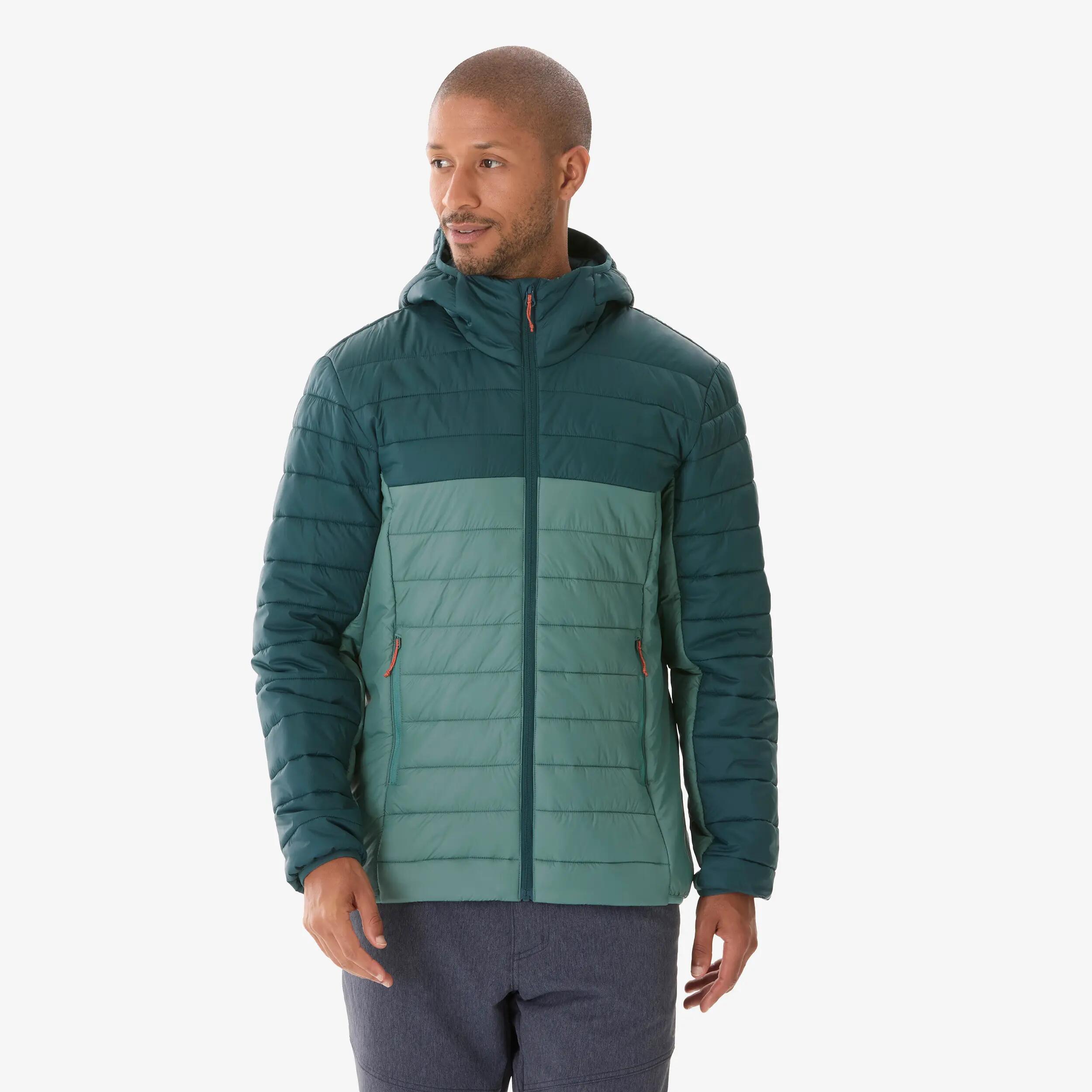 Men’s hiking padded jacket MH500 - Two-tone green -  1